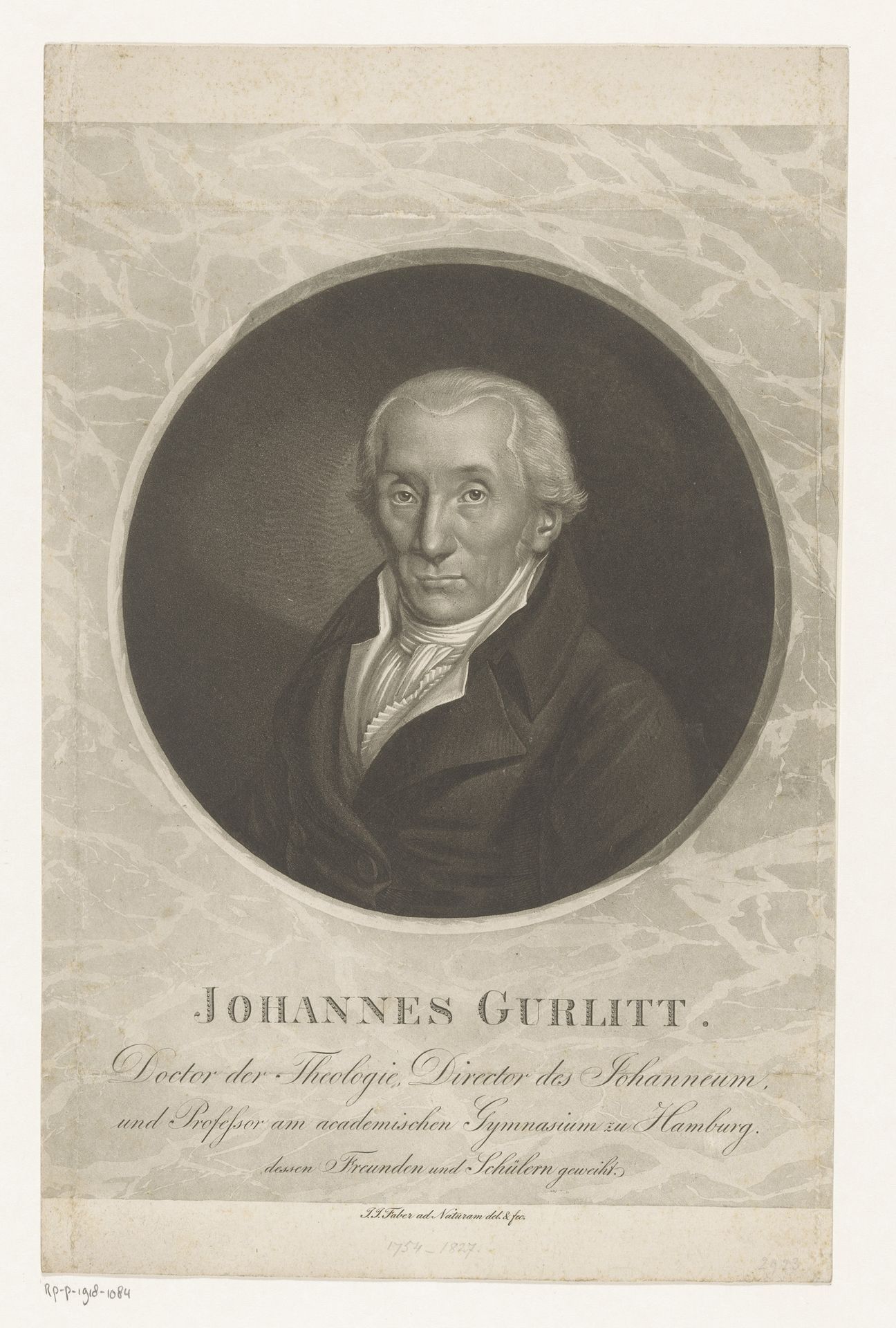 Portret van Johannes Gurlitt by Johann Joachim Faber