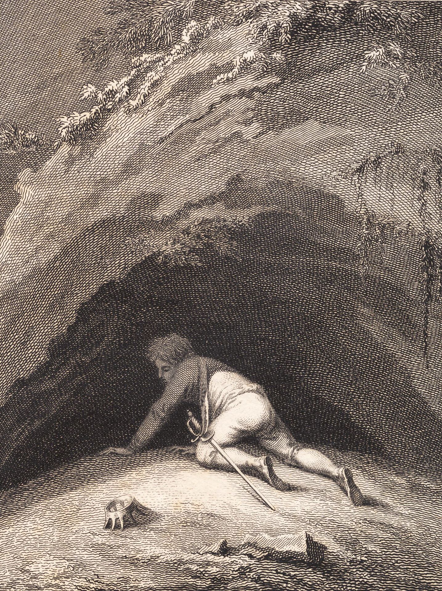Den slagne Niels Klim kryber ind i hulen by J.F. Clemens