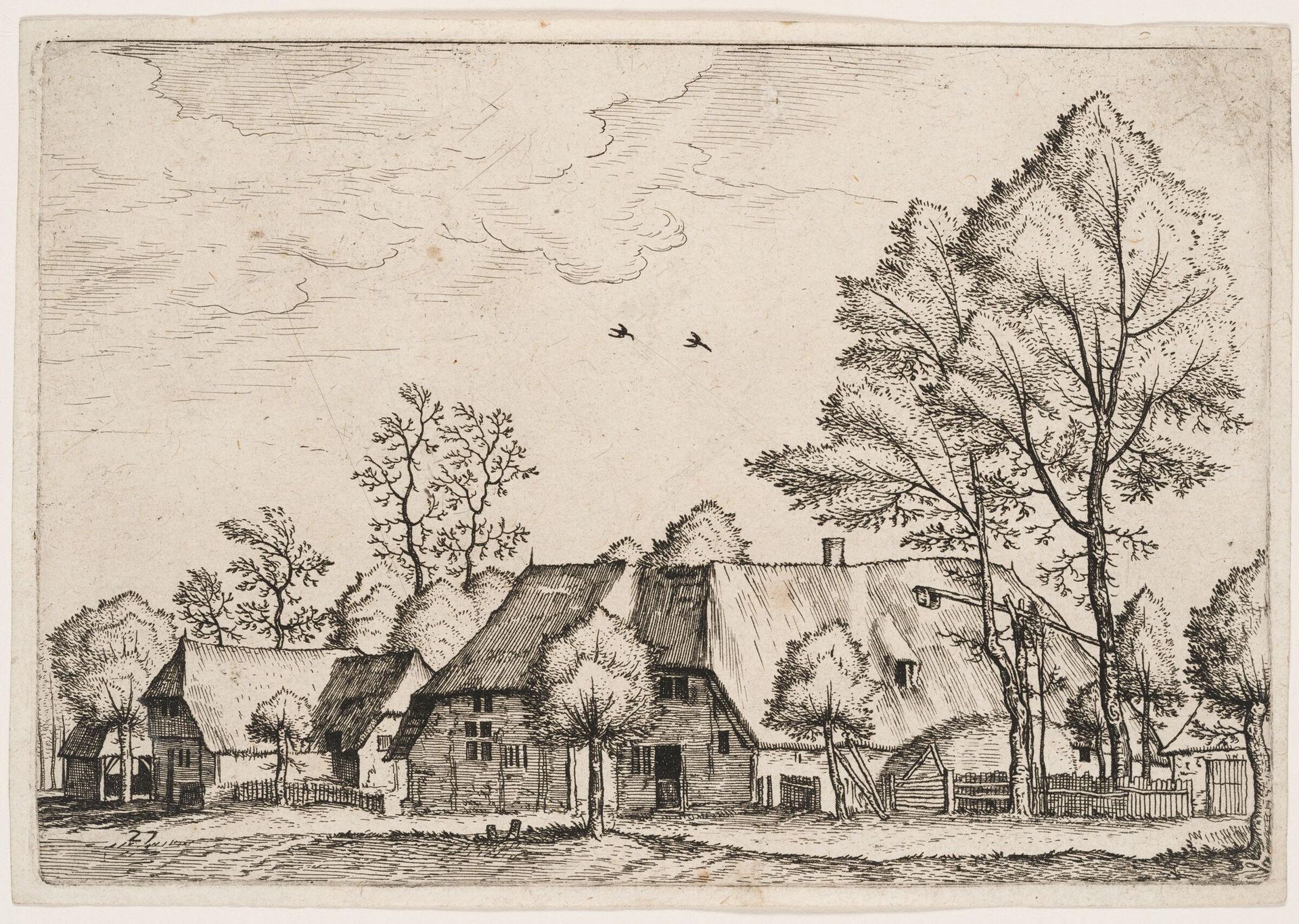 Large Farm with Draw Well by Joannes van Doetecum