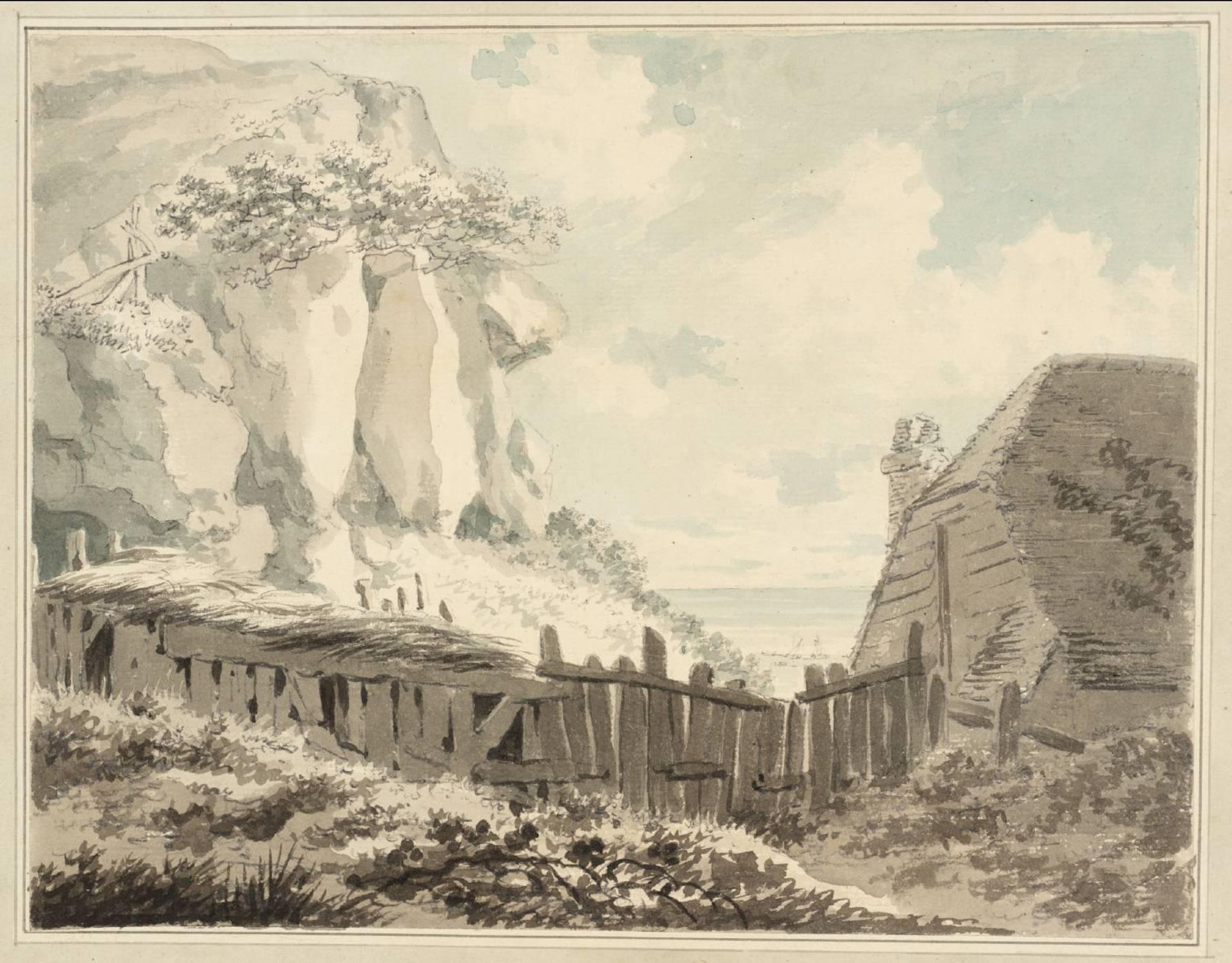 A House, Fence and Cliff at Undercliff, Isle of Wight by Edward Dayes