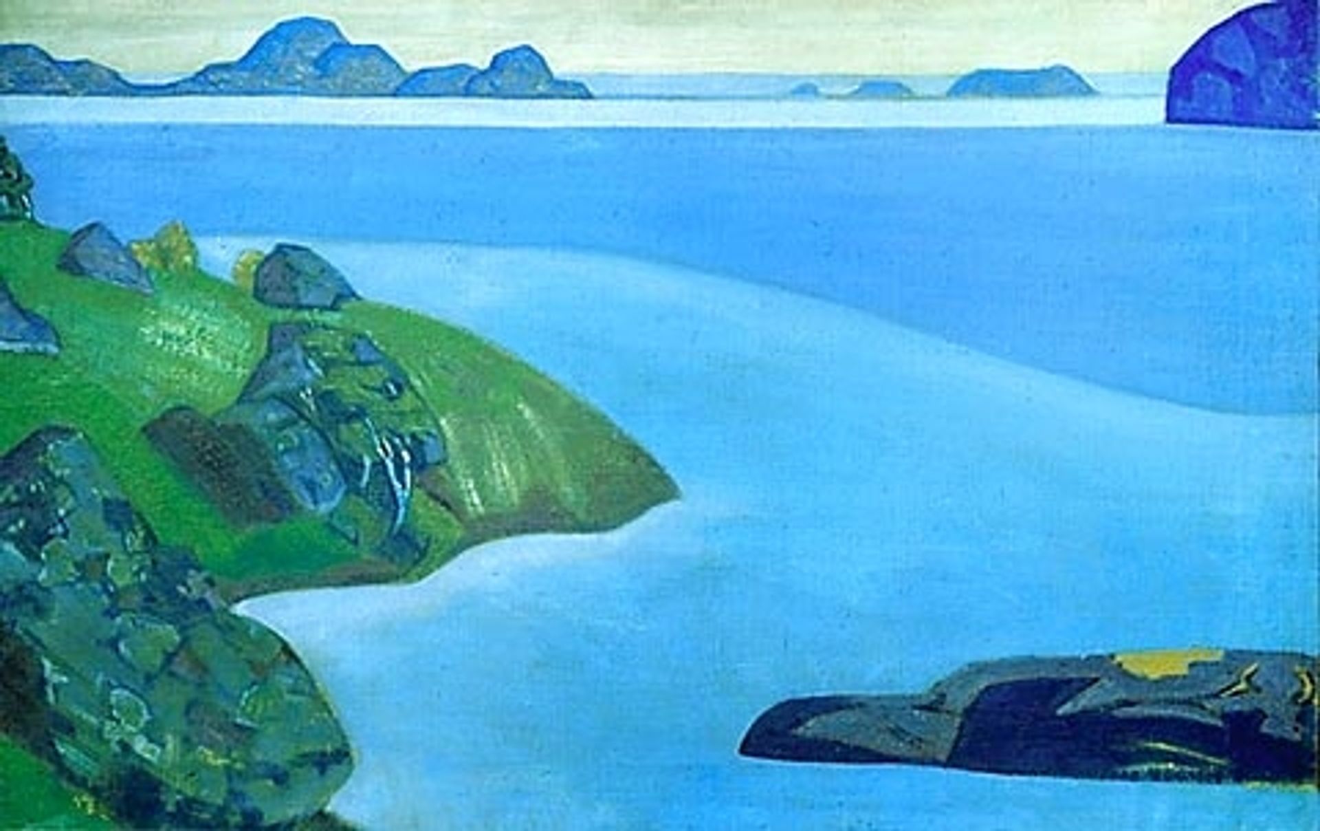 Karelian landscape. Rocky seashore. by Nicholas Roerich