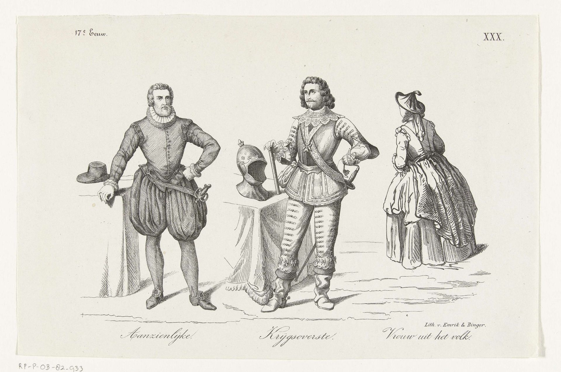 Kleding van Nederlandse mannen en vrouwen in de zeventiende eeuw, plaat XXX by Emrik & Binger