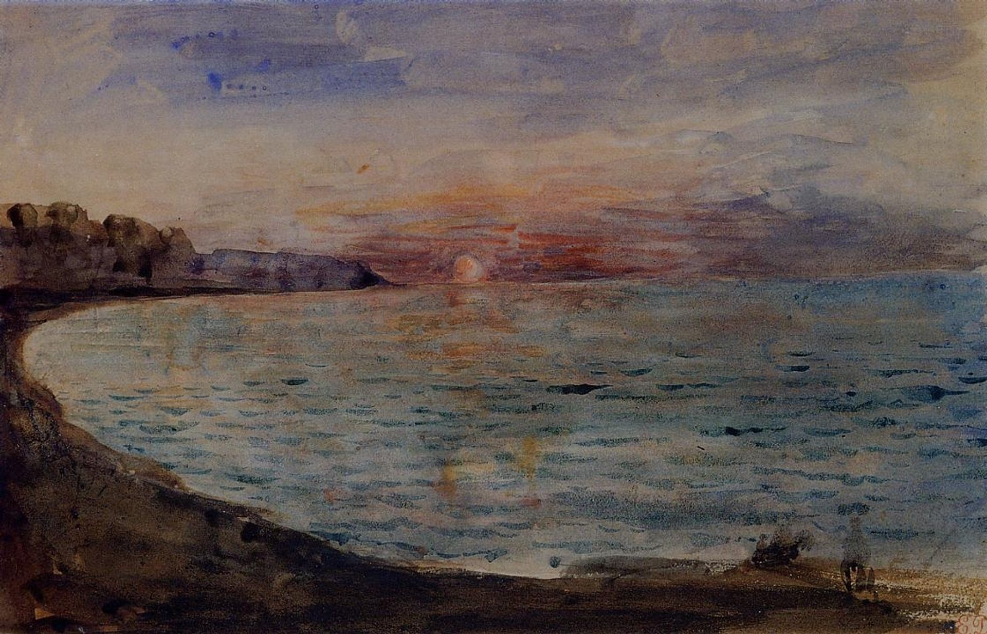 Cliffs near Dieppe by Eugène Delacroix