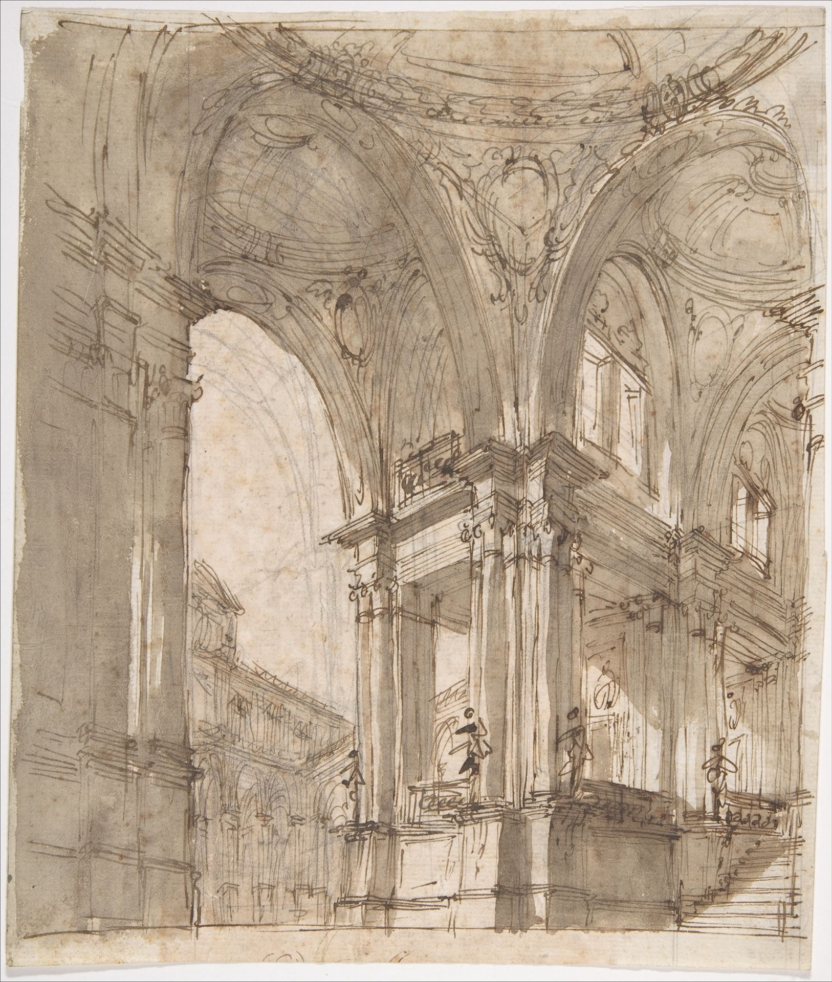 Architectural Study (recto); Separate Sheet with Architectural Drawing (verso) by Filippo Juvarra