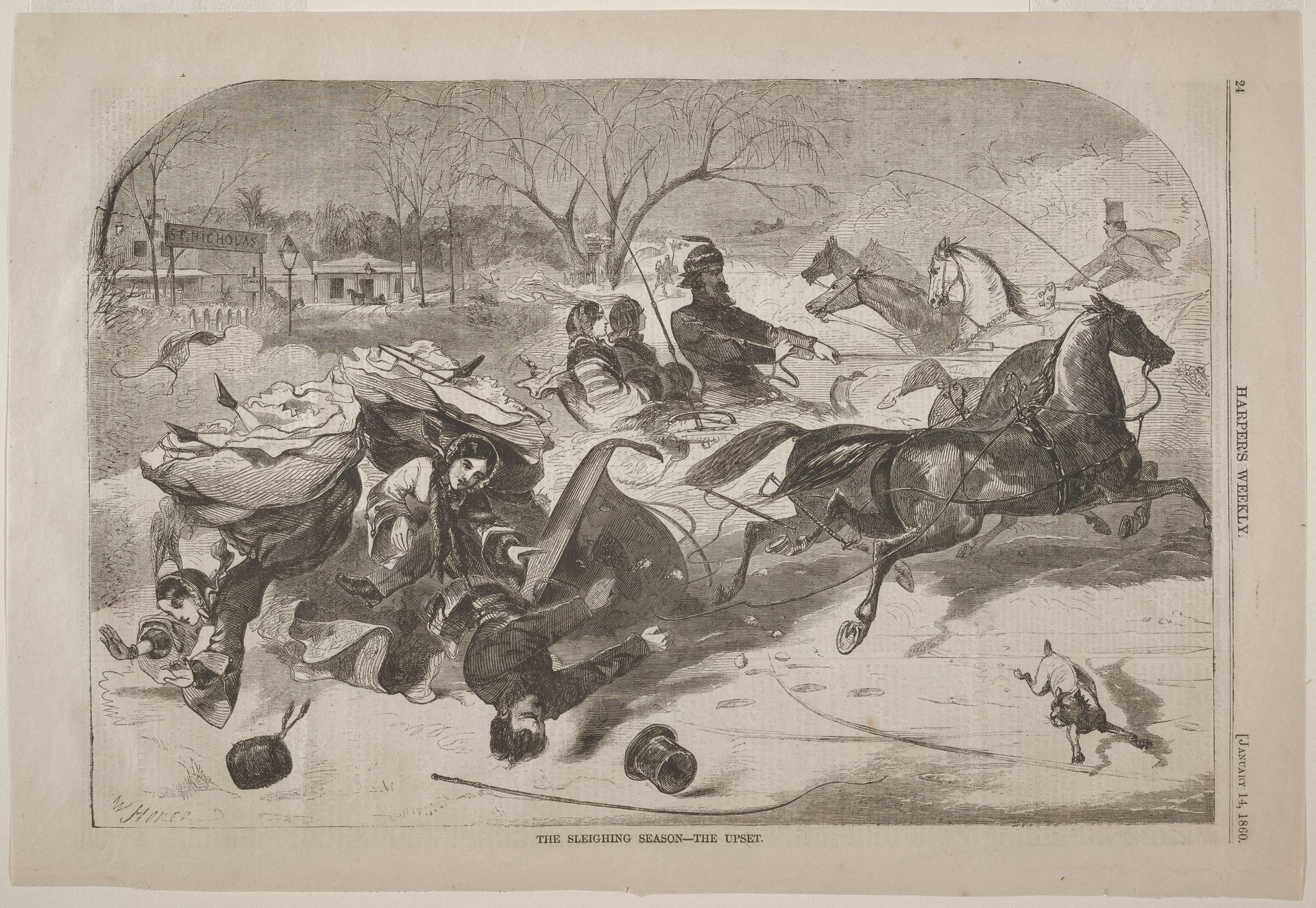 The Sleighing Season--The Upset by Winslow Homer