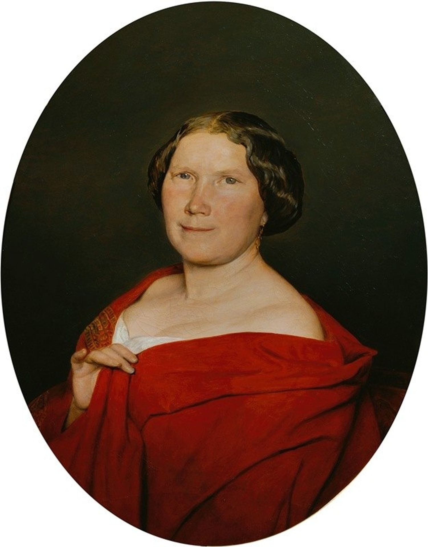 Frau mit lachsrotem Umhang by Ferdinand Georg Waldmüller