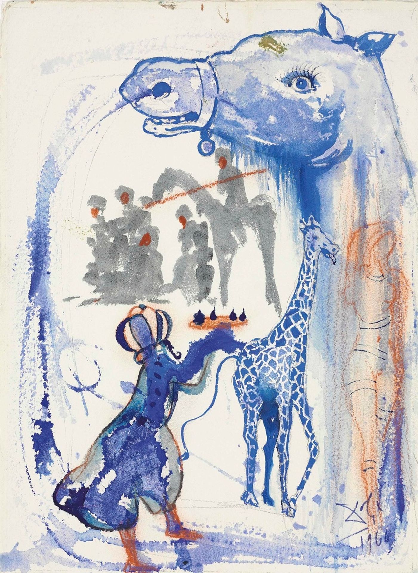 Odalisque et girafe pulvérisation des narines by Salvador Dalí