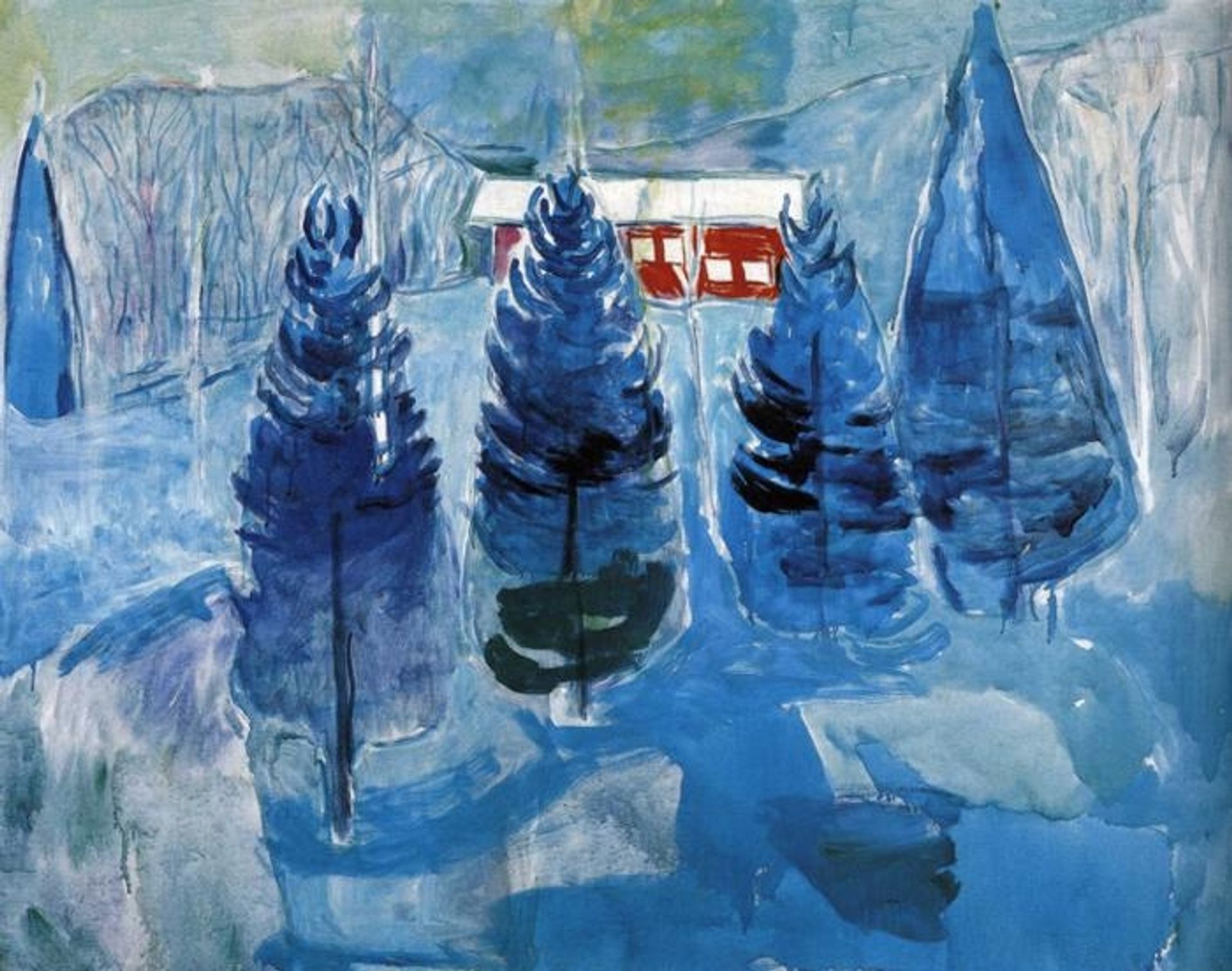 Red House and Spruces by Edvard Munch