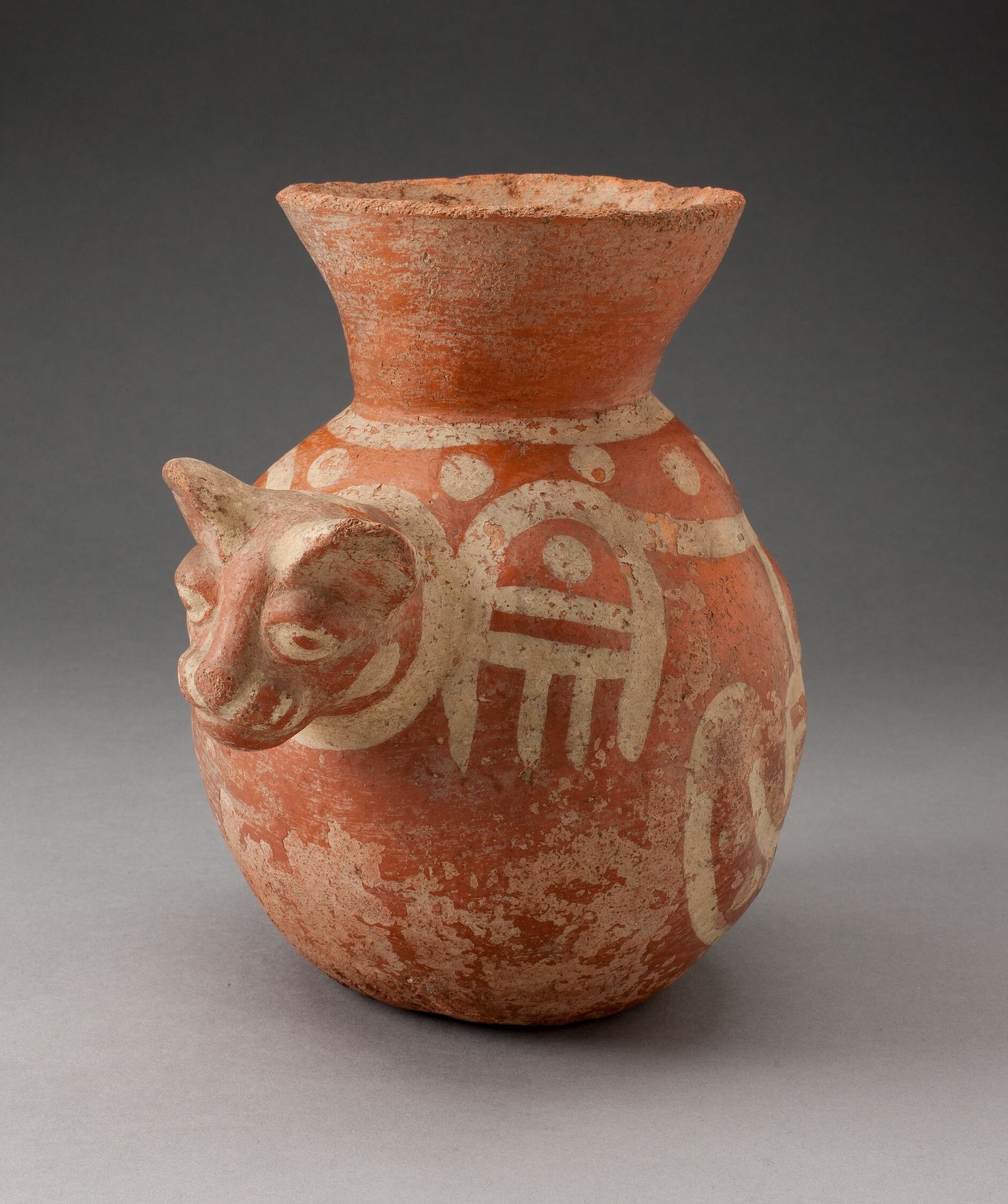 Globular Jar in the Form of a Cat by Moche