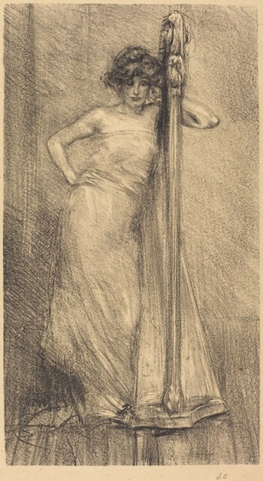 Woman with a Harp by Albert Belleroche