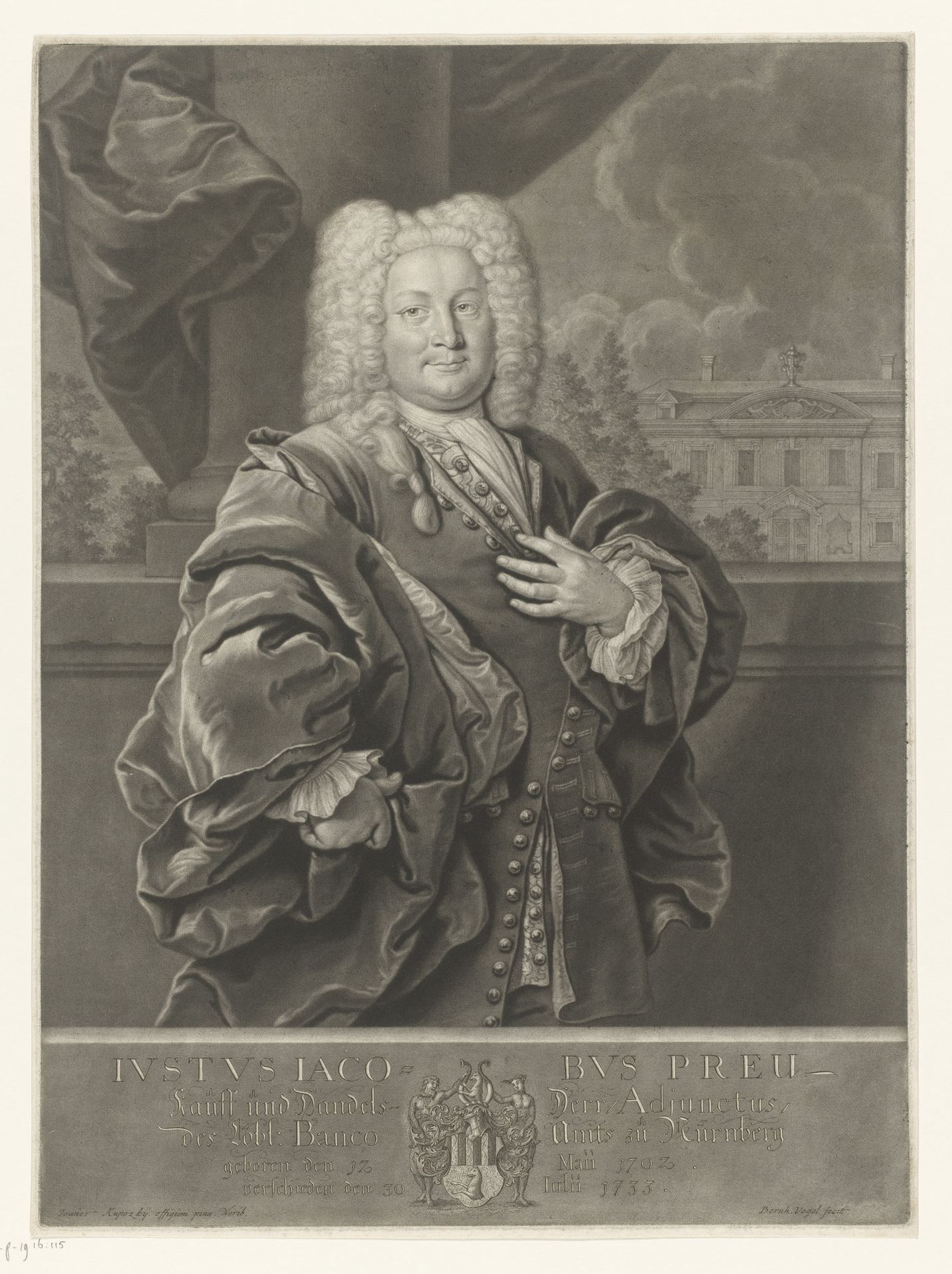 Portret van Justus Jacob Preu by Bernhard Vogel