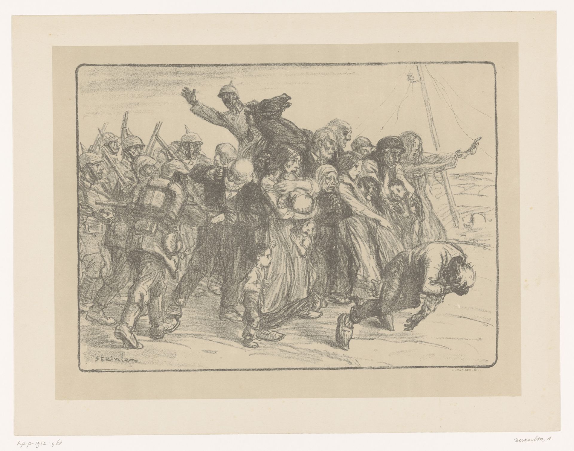 Burgers voortgedreven door soldaten by André Devambez