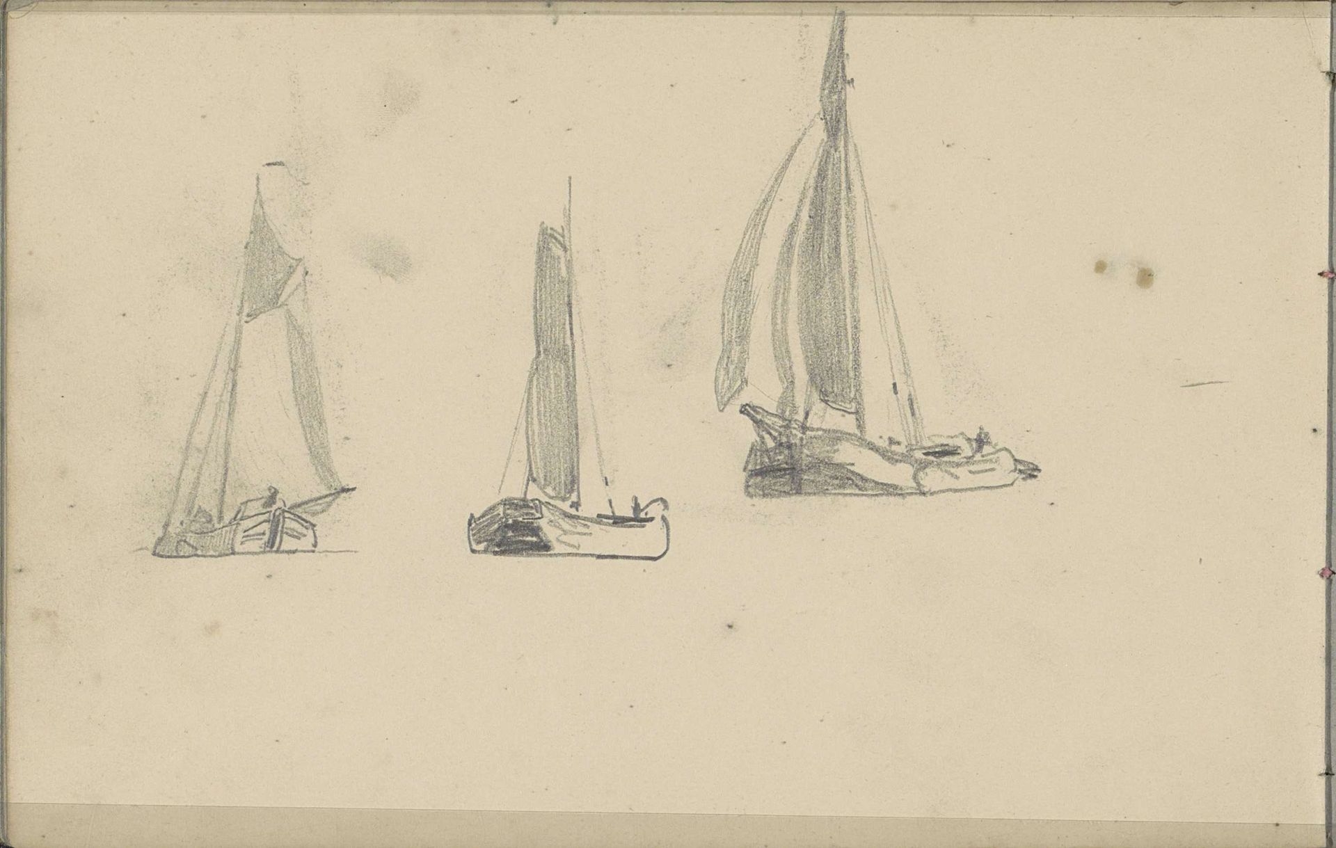 Studieblad met schepen by Louis Apol