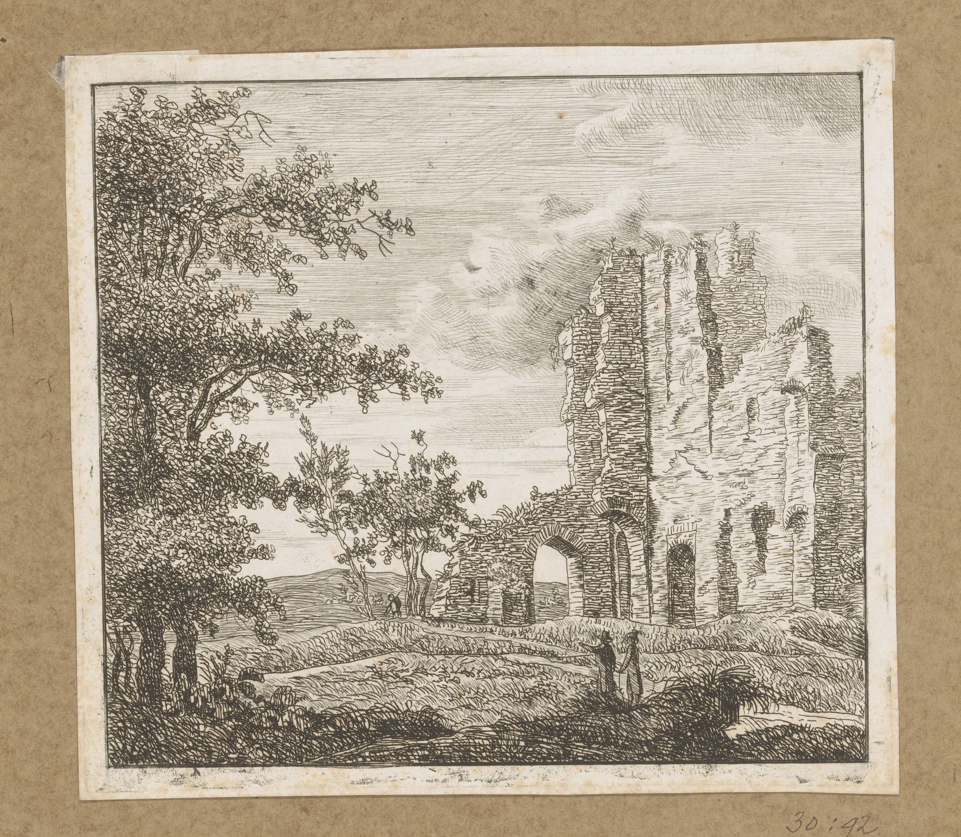 Gezicht op de ruïne van Brederode by Anthonie van den Bos