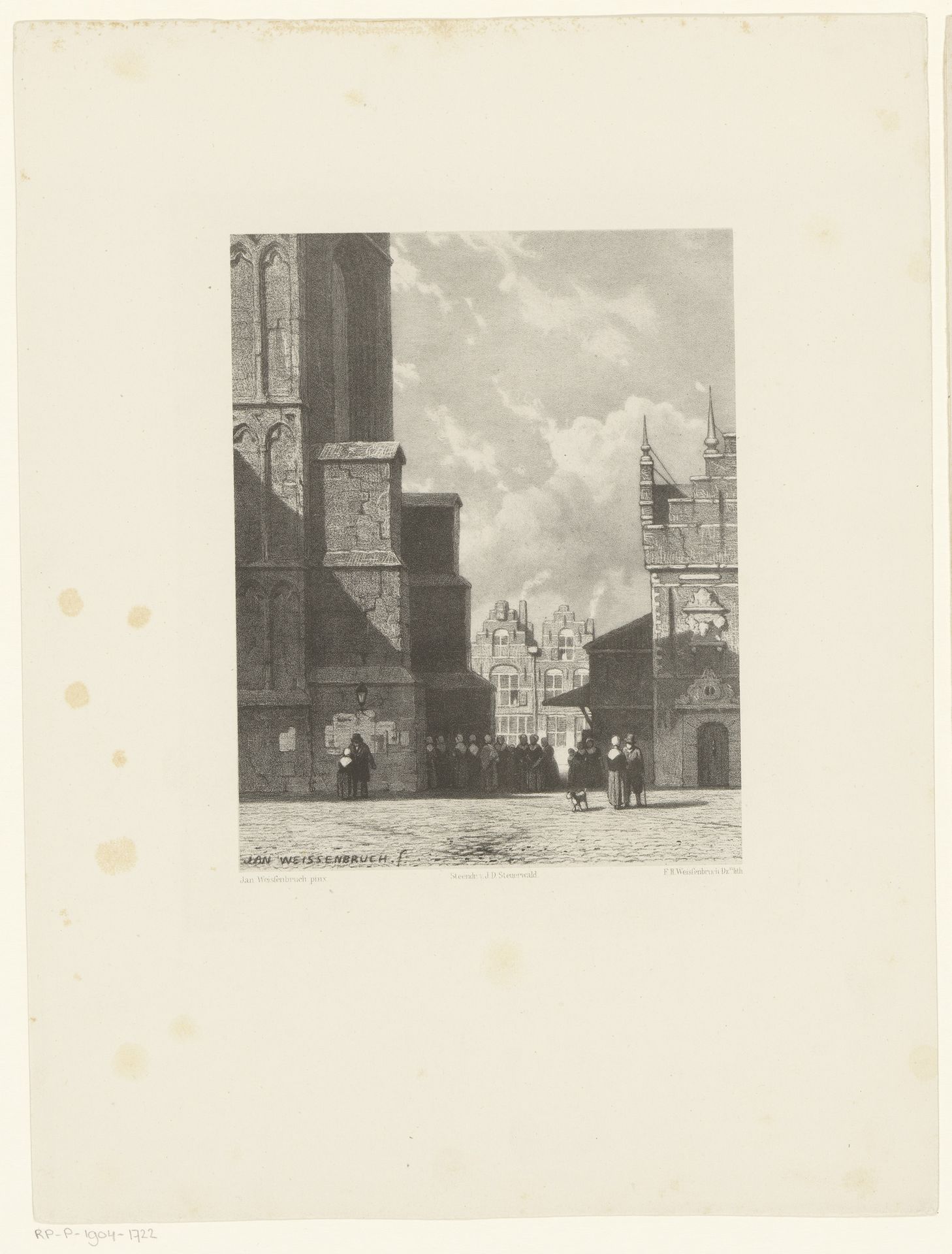 Sint-Bavokerk en de Vleeshal te Haarlem by Frederik Hendrik Weissenbruch