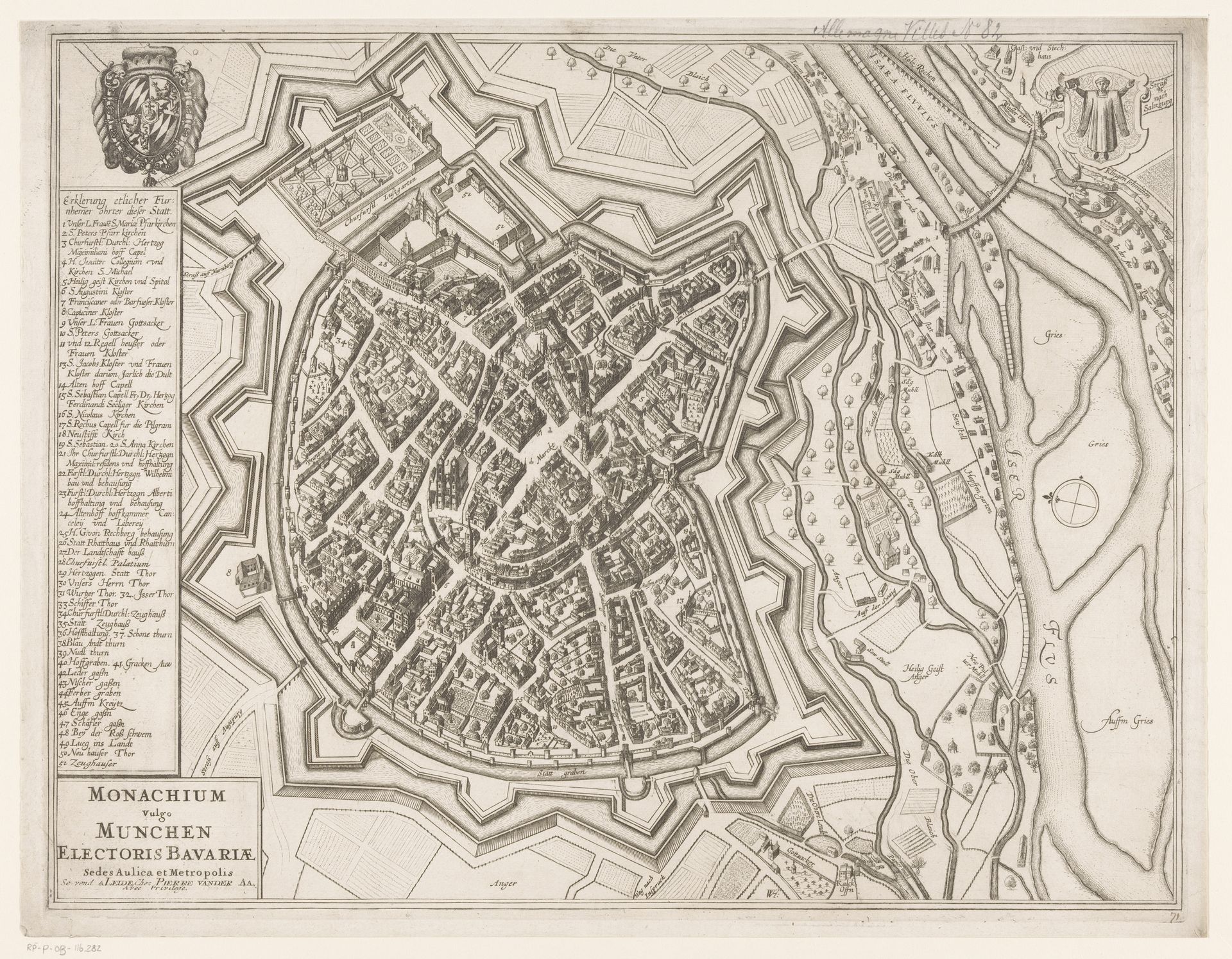 Plattegrond van München by Wenceslaus Hollar