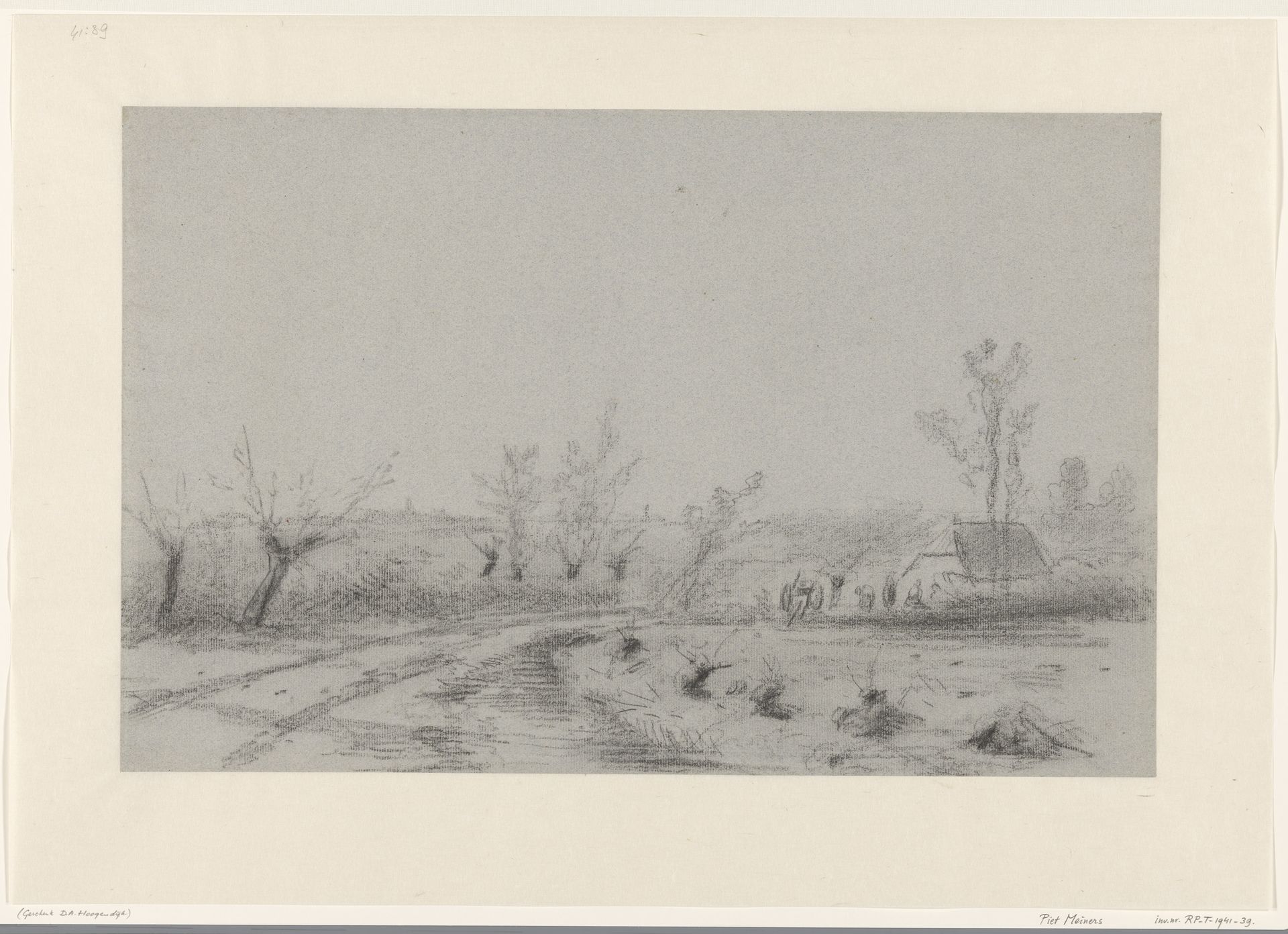 Landweg met knotwilgen by Piet Meiners