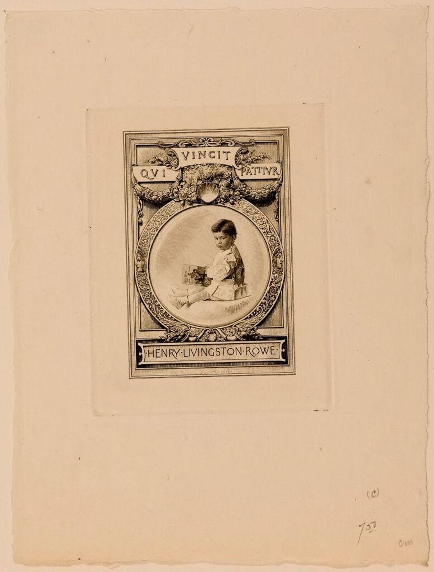 Bookplate of Henry Livingston Rowe by Sidney L. Smith