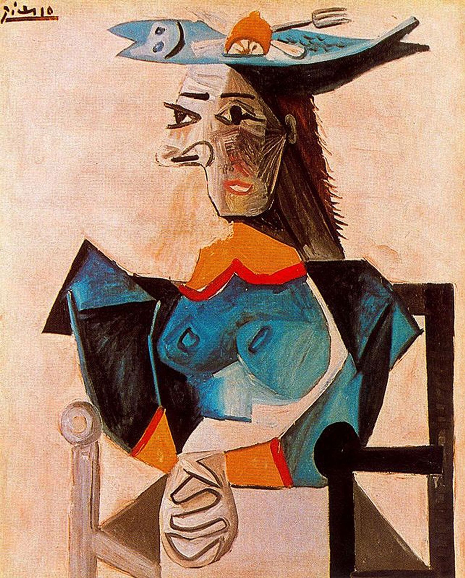 Seated Woman with Fish by Pablo Picasso