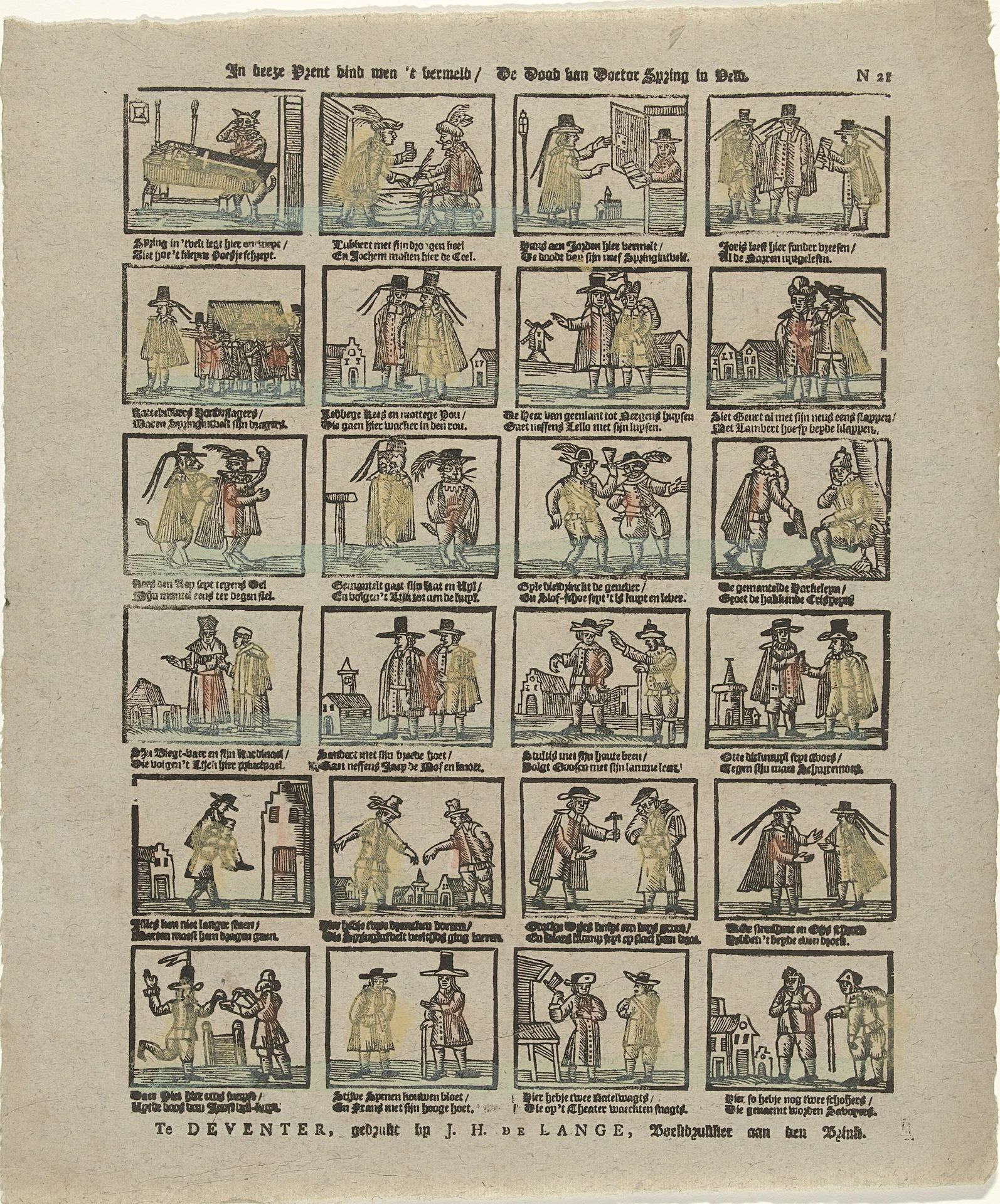 In deeze prent vind men 't vermeld / De dood van doctor Spring in Veld. by Jan Hendrik de Lange
