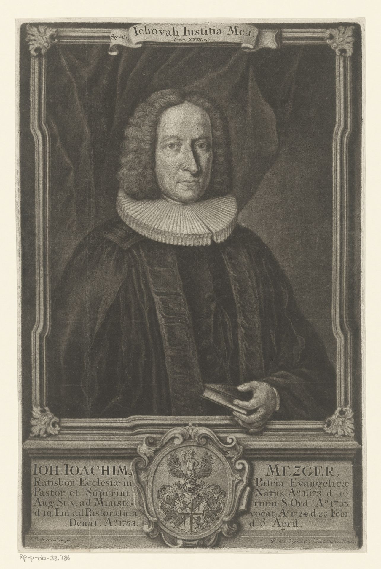 Portret van Johann Joachim Metzger by Bernhard Gottlieb Fridrich