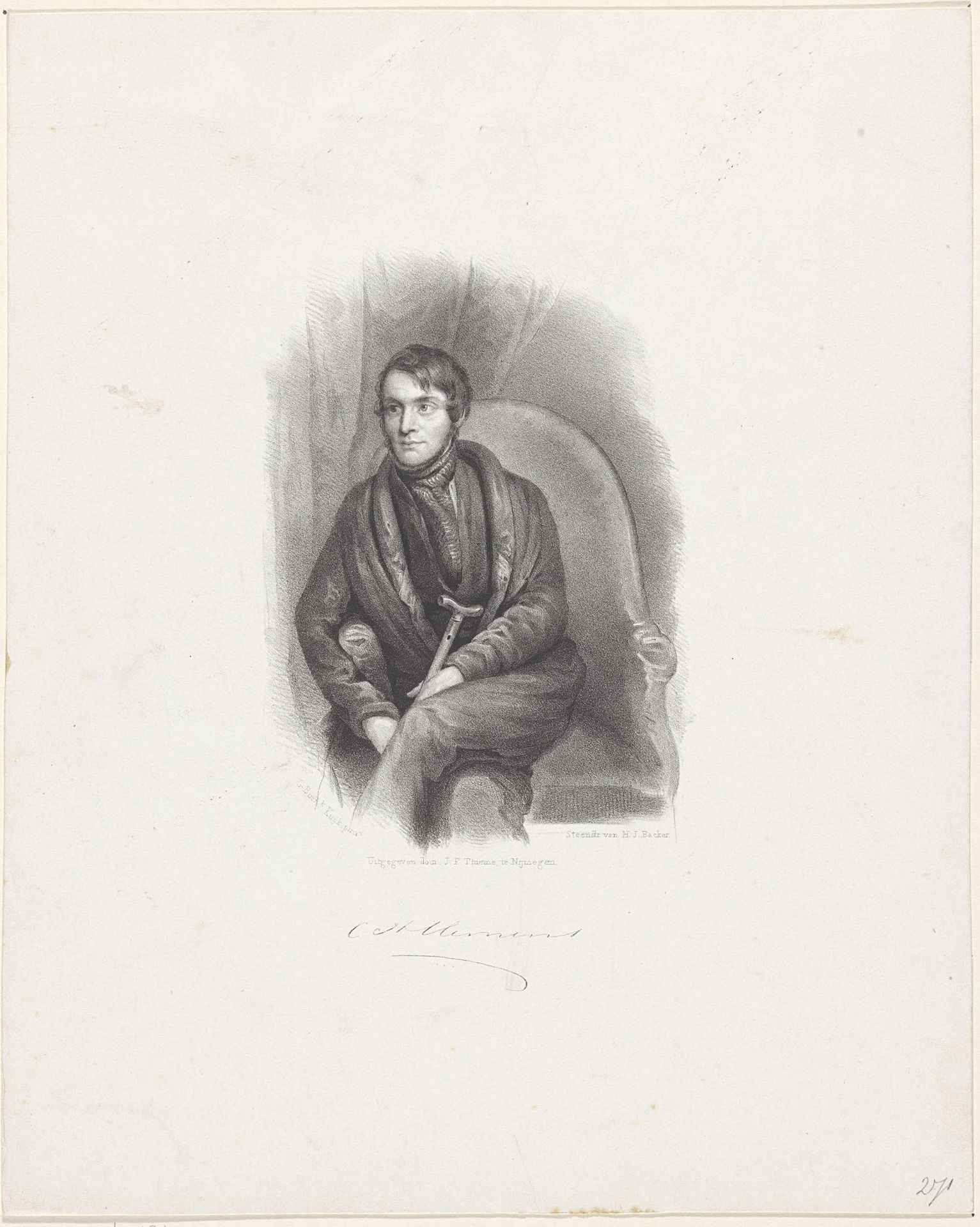 Portret van schrijver Christiaan Hendrik Clemens by Anonymous