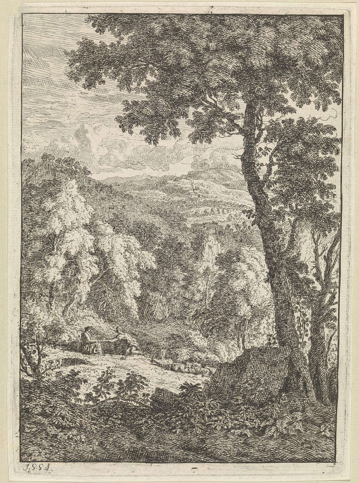 Twee herders in een landschap by Johannes Gottlieb Glauber