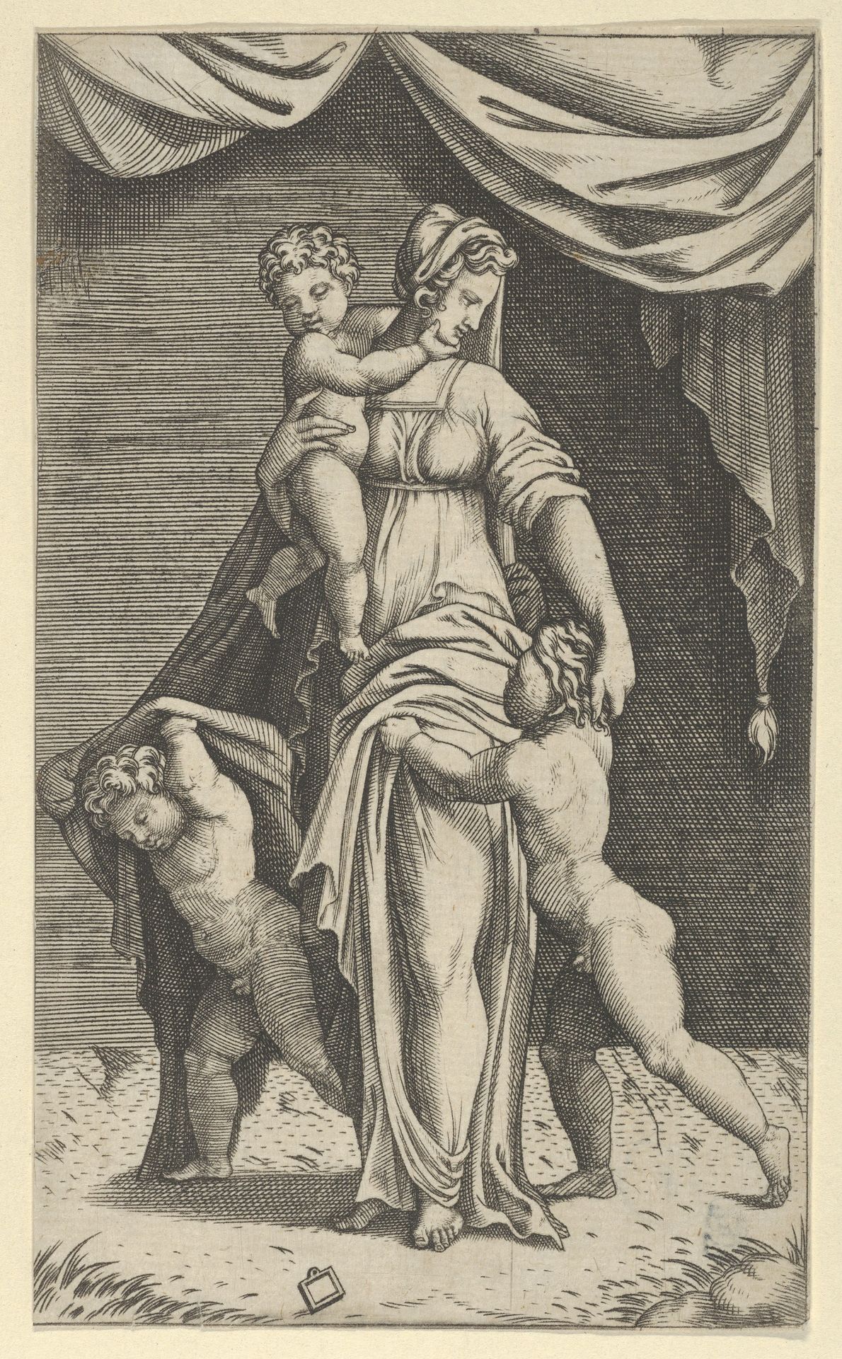 Charity personified by  a woman with three children by Anonymous