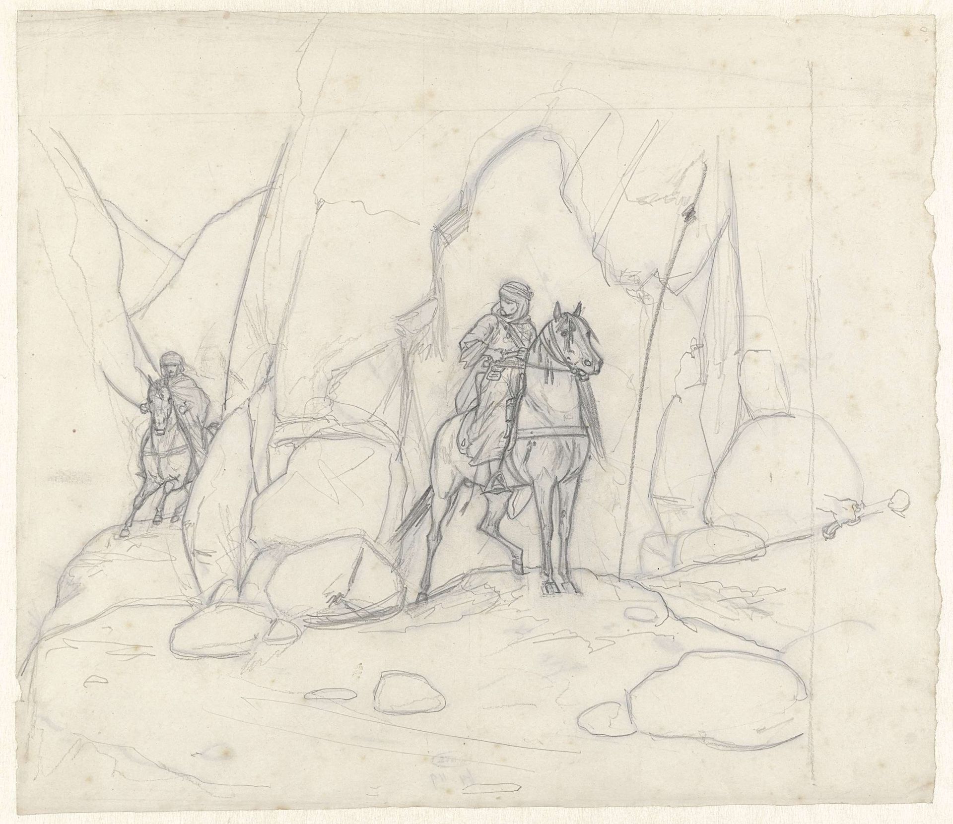 Twee arabieren te paard in het gebergte by Willem de Famars Testas