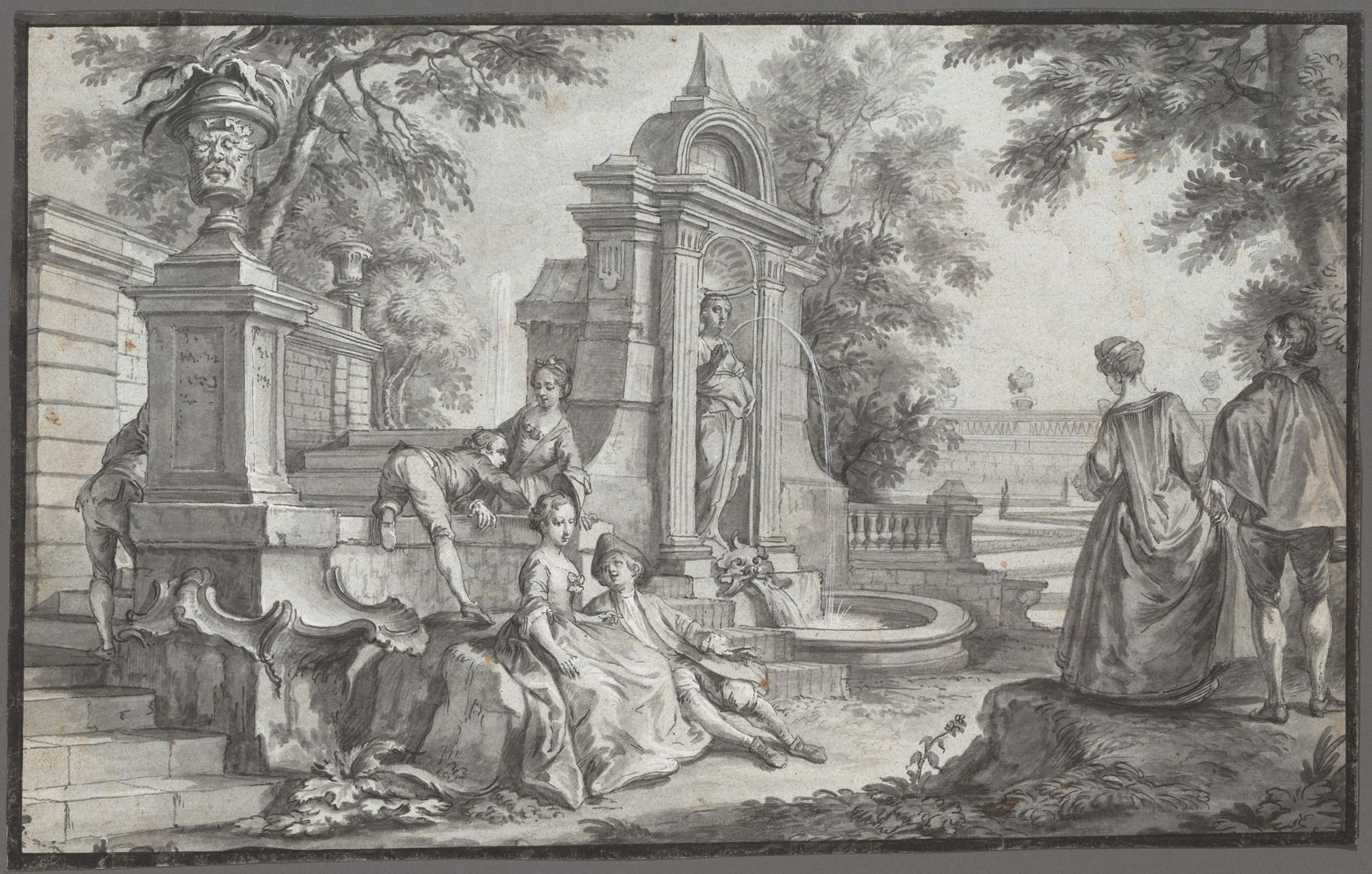 Gallant Company in a Park by Johann Wolfgang Baumgartner
