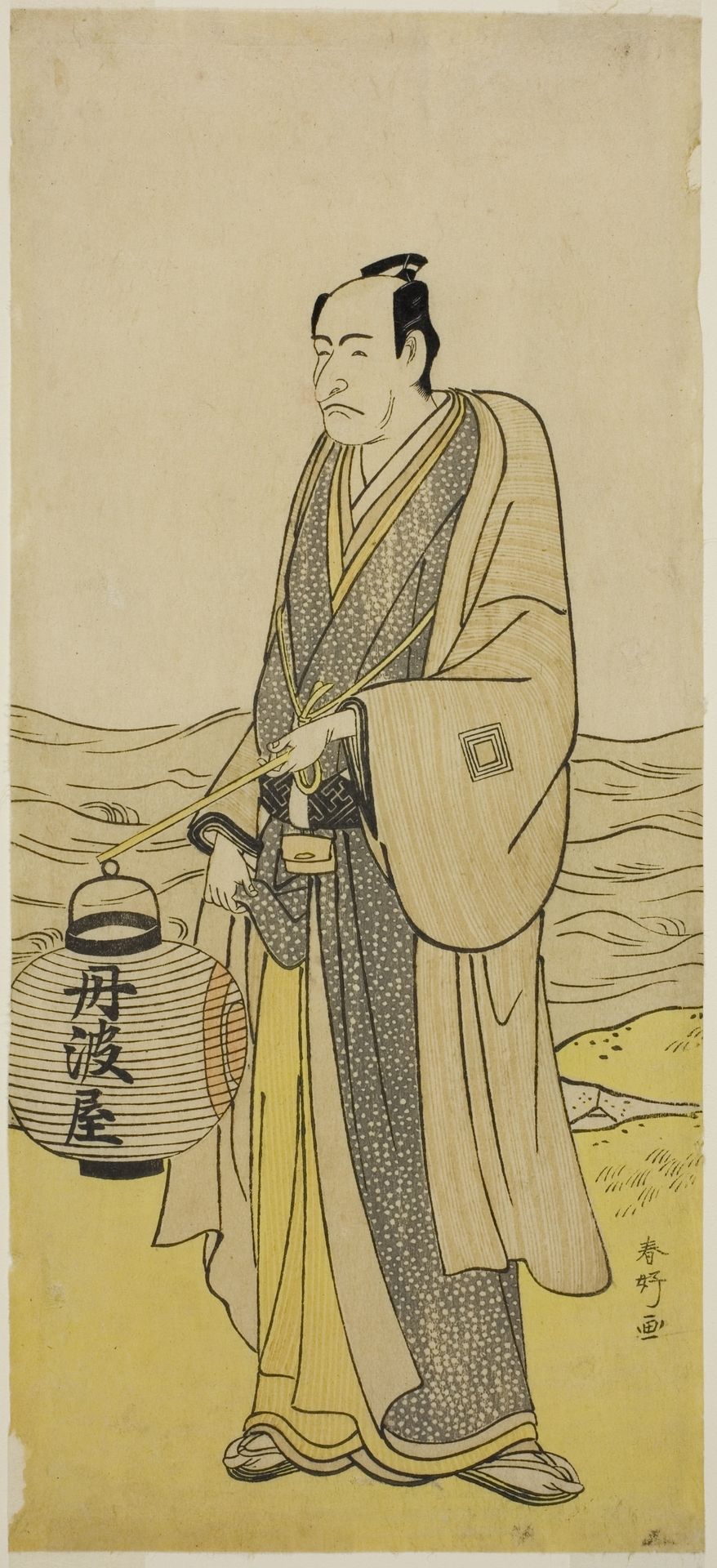 The Actor Ichikawa Danjuro V as Tambaya Suketaro in the Play On'ureshiku Zonji Soga, Performed at the Ichimura Theater in the Second Month, 1790 by Katsukawa Shunkō