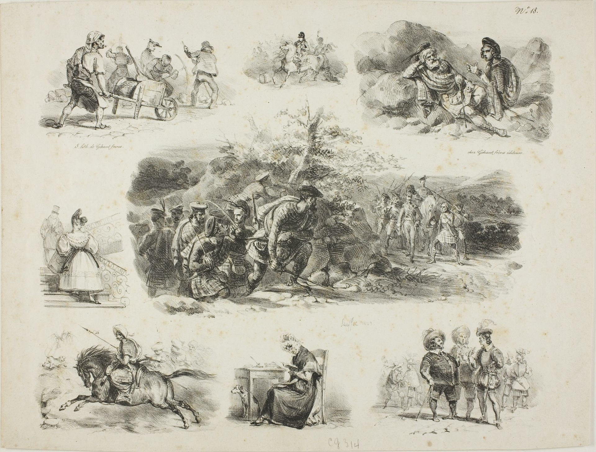 Sheet of Sketches by Auguste Raffet