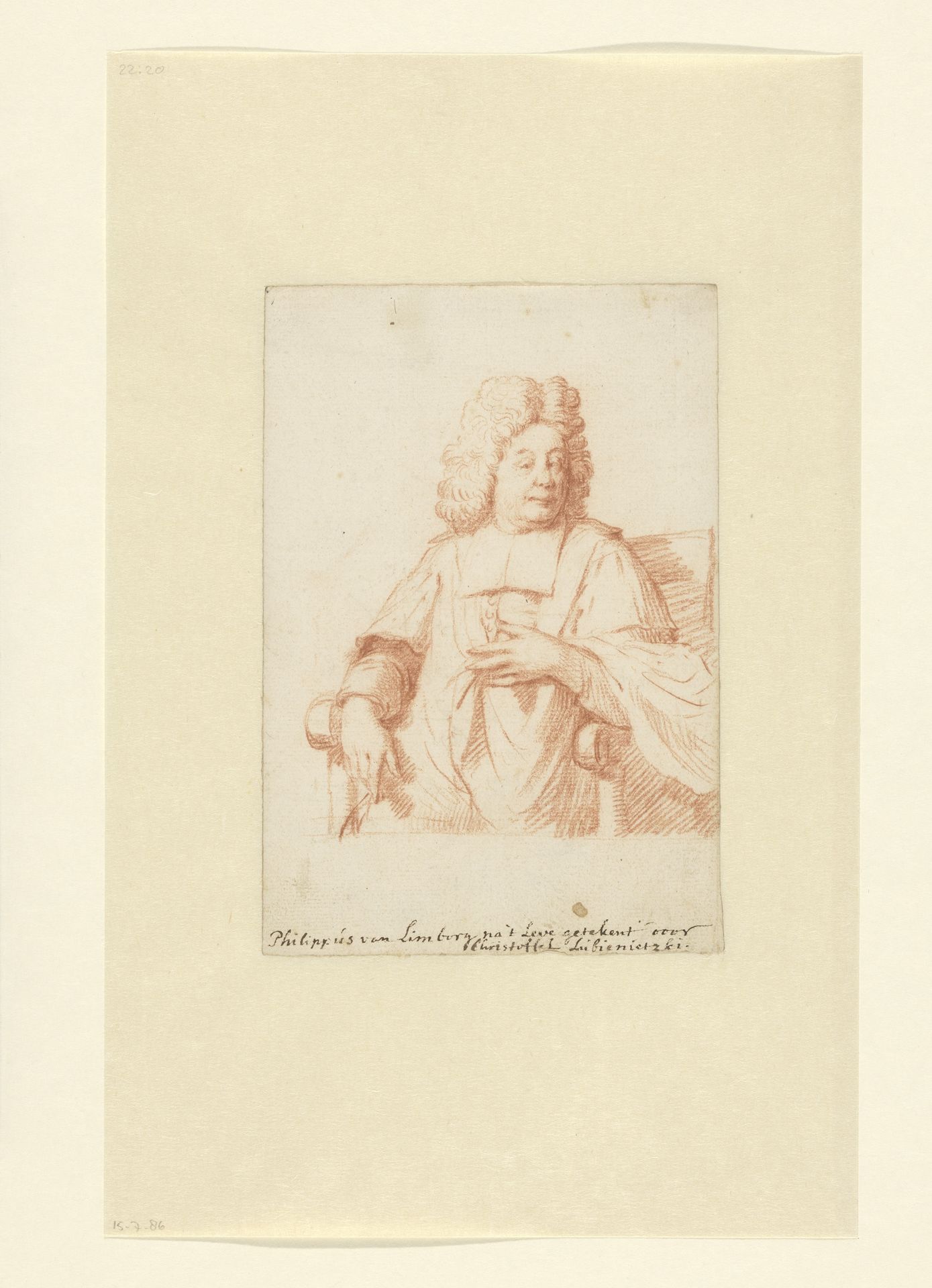 Portret van Philippus van Limborch by Christoffel Lubienitzki