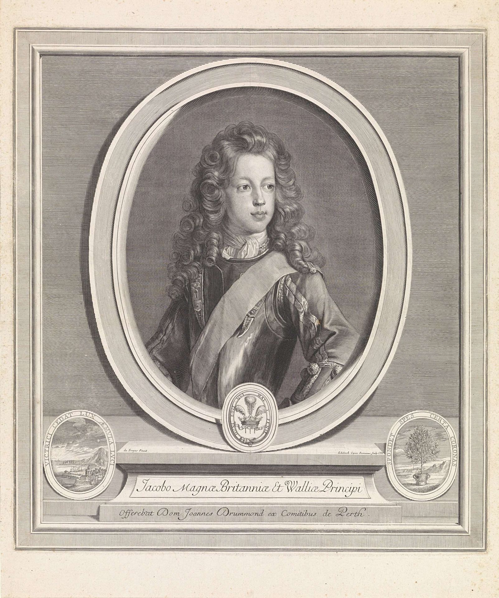 Portret van Jacobus Frans Eduard Stuart by Gérard Edelinck