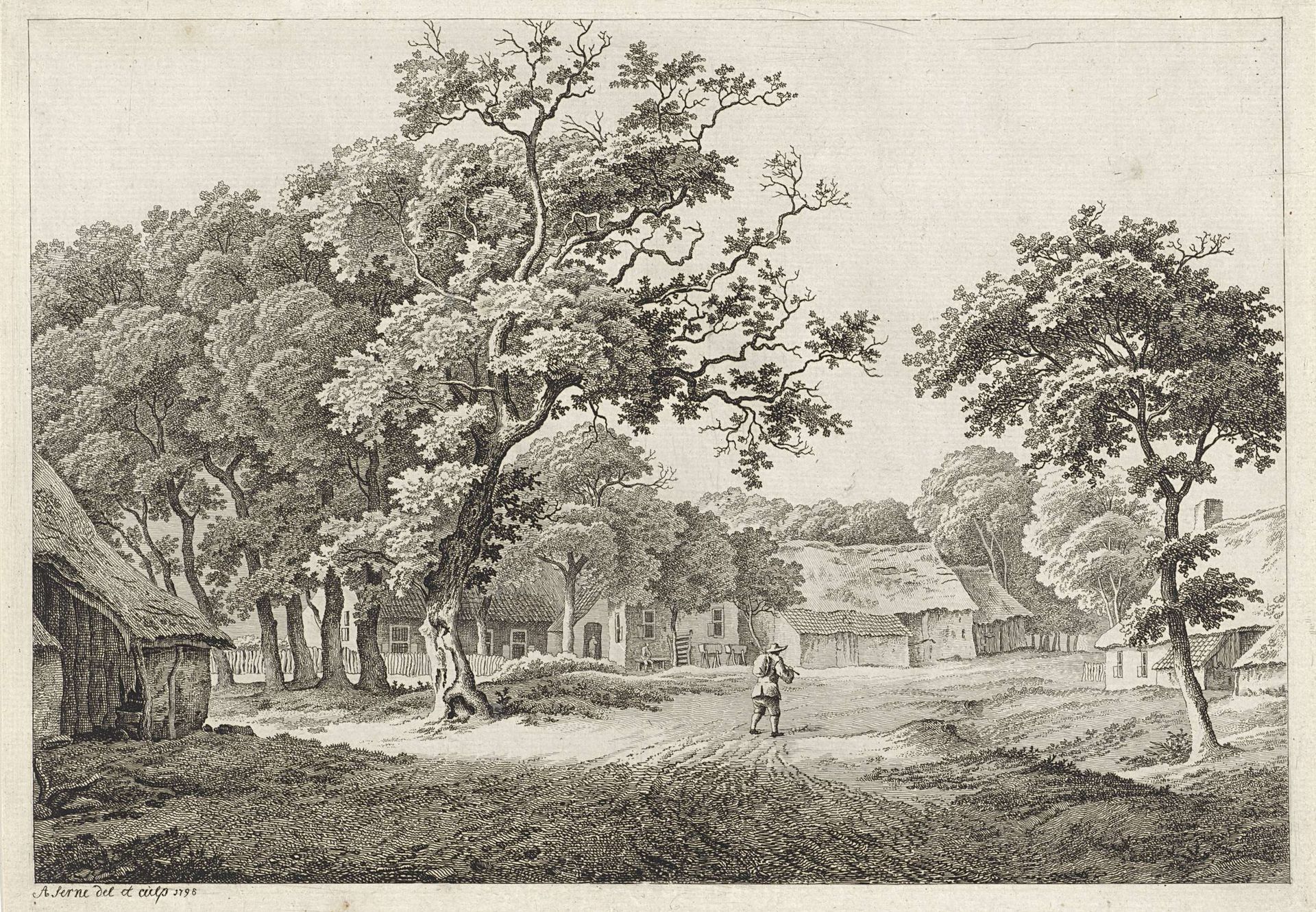 Dorpsgezicht by Adrianus Serné