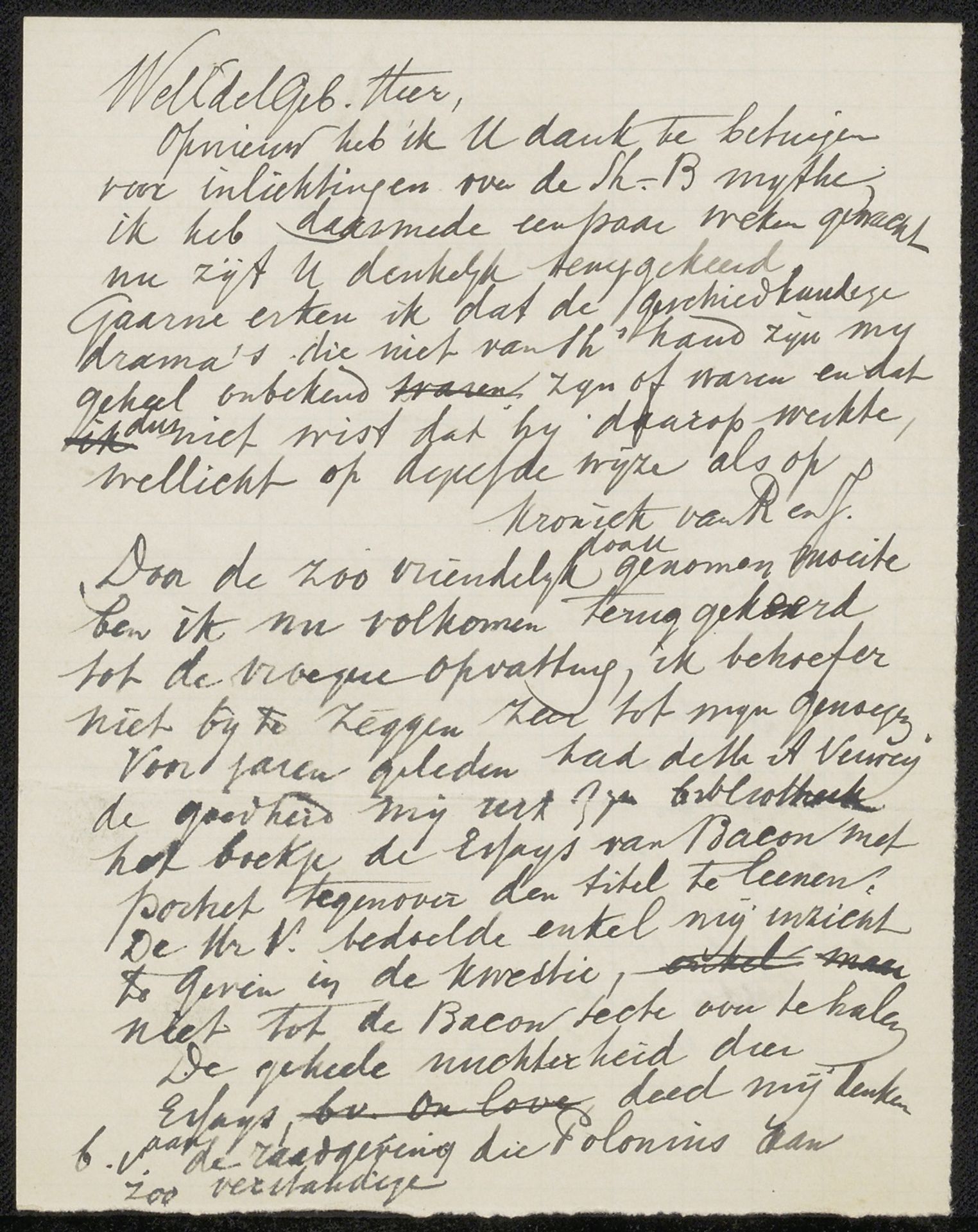 Conceptbrief aan anoniem by August Allebé
