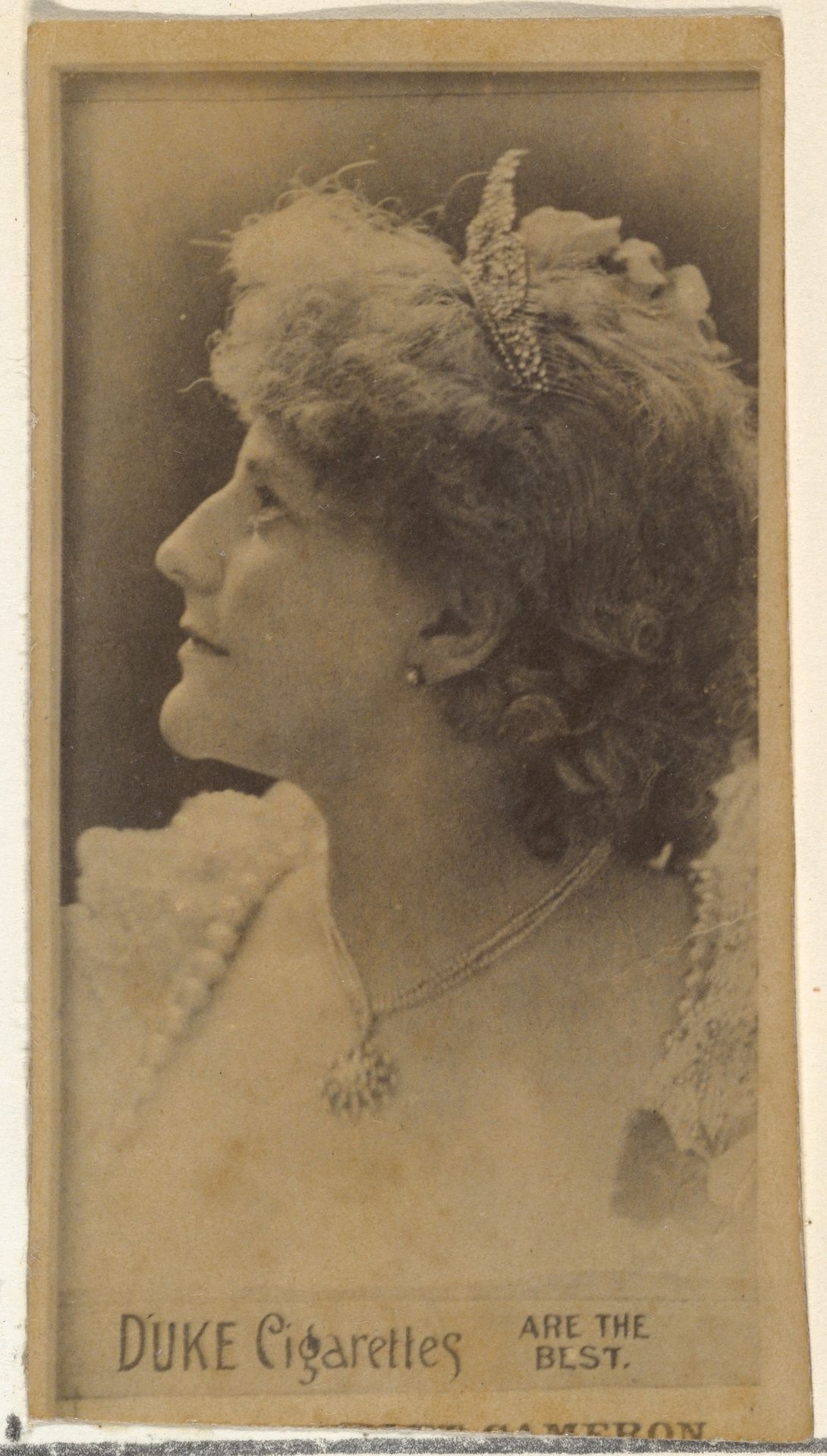 [Actress portrait in profile], from the Actors and Actresses series (N145-6) issued by Duke Sons & Co. to promote Duke Cigarettes by W. Duke, Sons & Co.