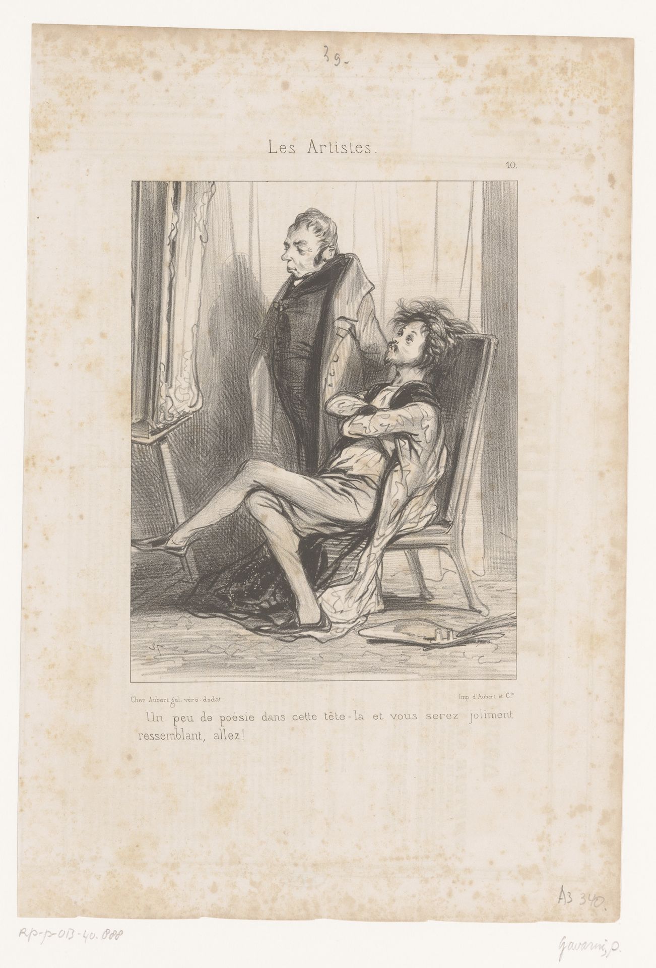 Kunstenaar en model bekijken portret op de ezel by Paul Gavarni