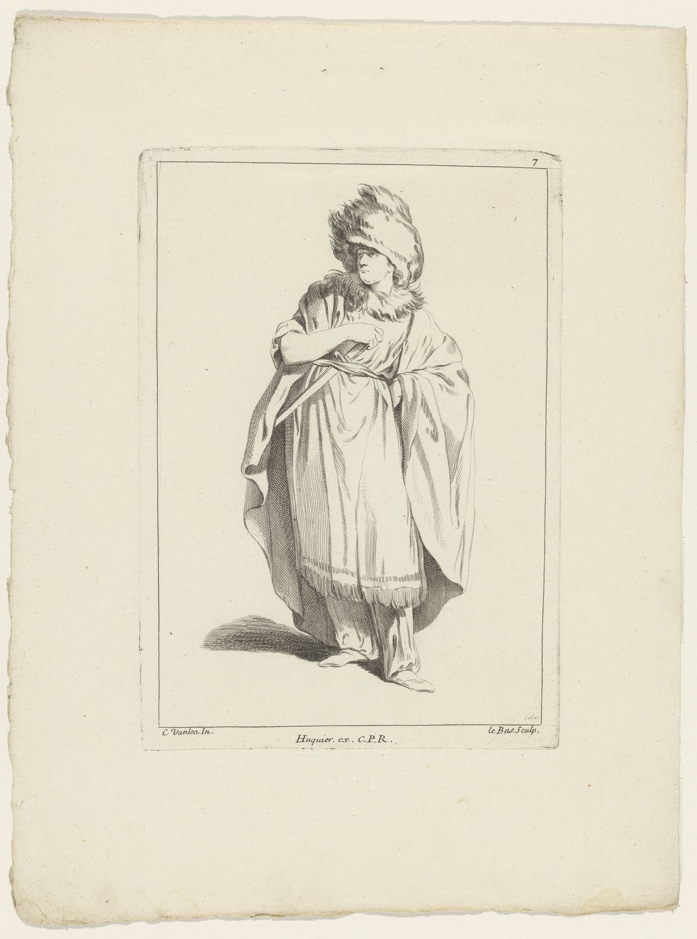 Staande figuur met hand op degen by Jacques Philippe Le Bas
