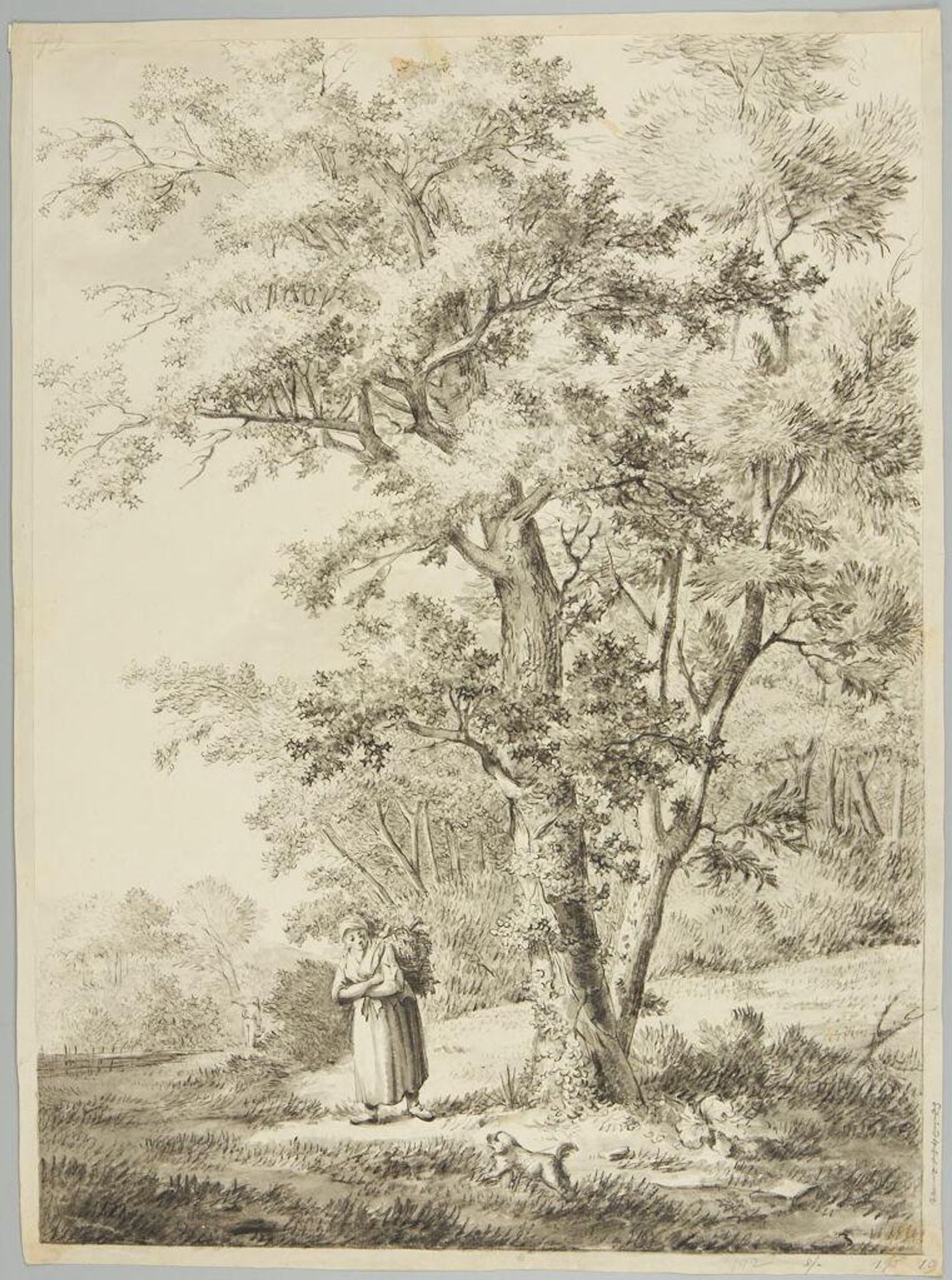 Peasant Woman and Dog on the Edge of a Forest by Follower of Pieter Pietersz. Barbiers I