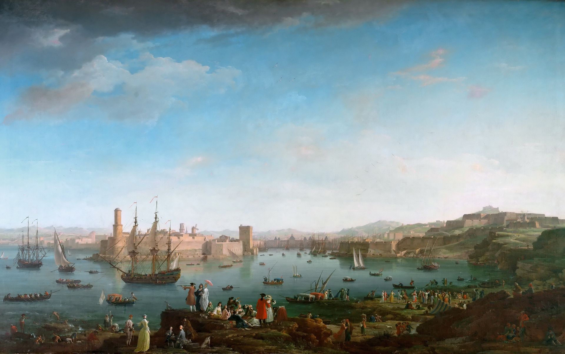 L'entrée du port de Marseille by Claude-Joseph Vernet