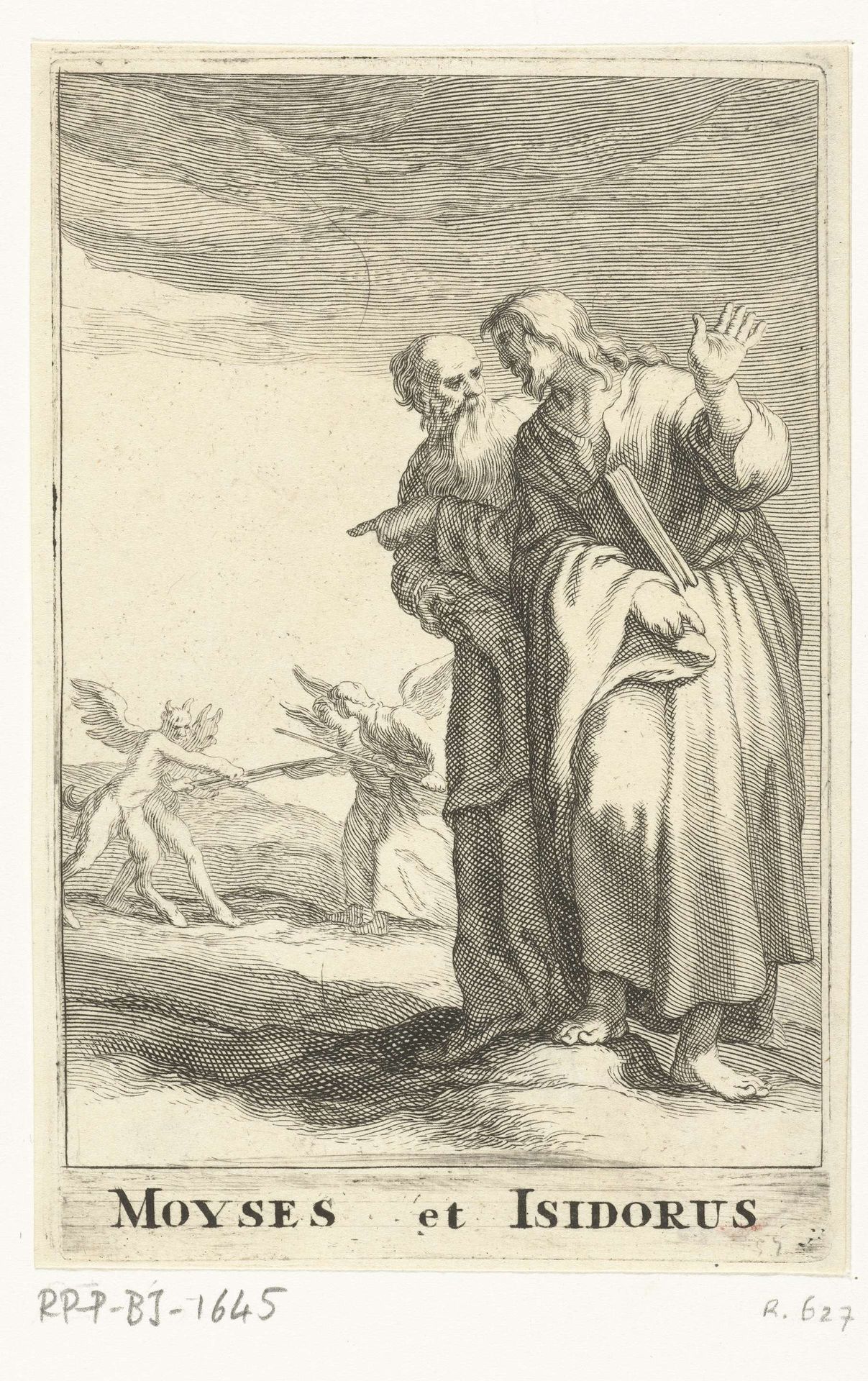 Heilige Mozes de Zwarte en de Heilige Isidorus van Alexandrië by Frederick Bloemaert