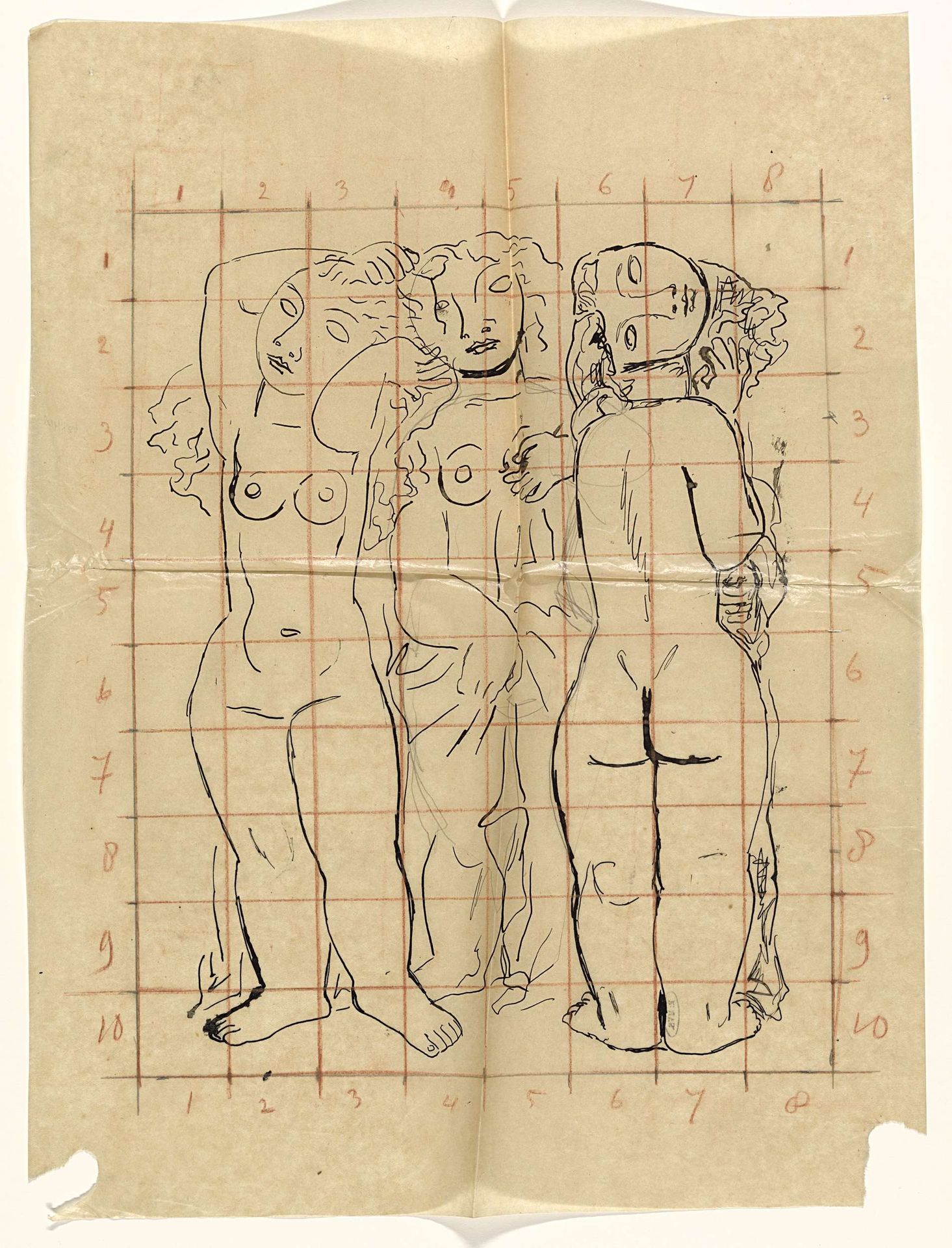 Drie naakte staande vrouwen by Leo Gestel