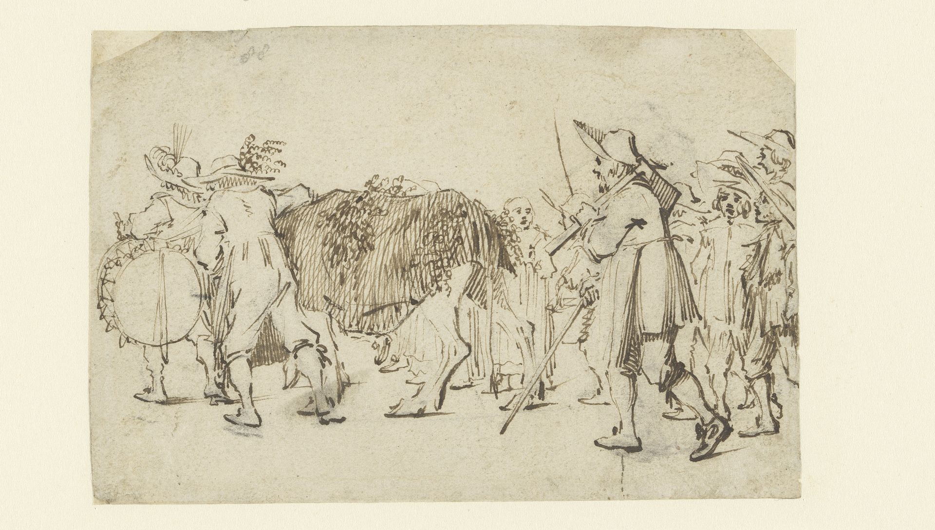 Processie met een versierde os by Gerard ter (II) Borch