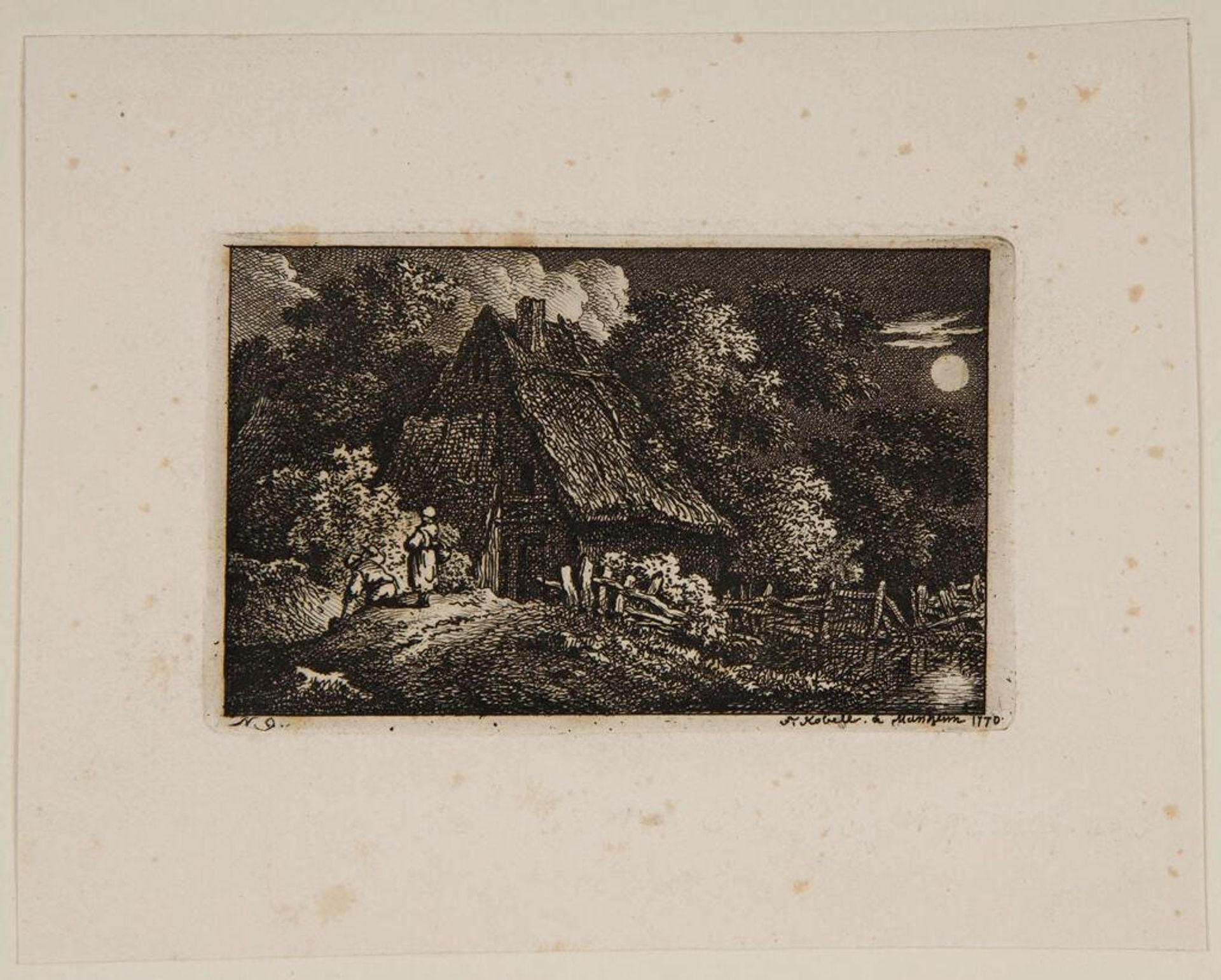 Cottage in the Moonlight by Ferdinand Kobell