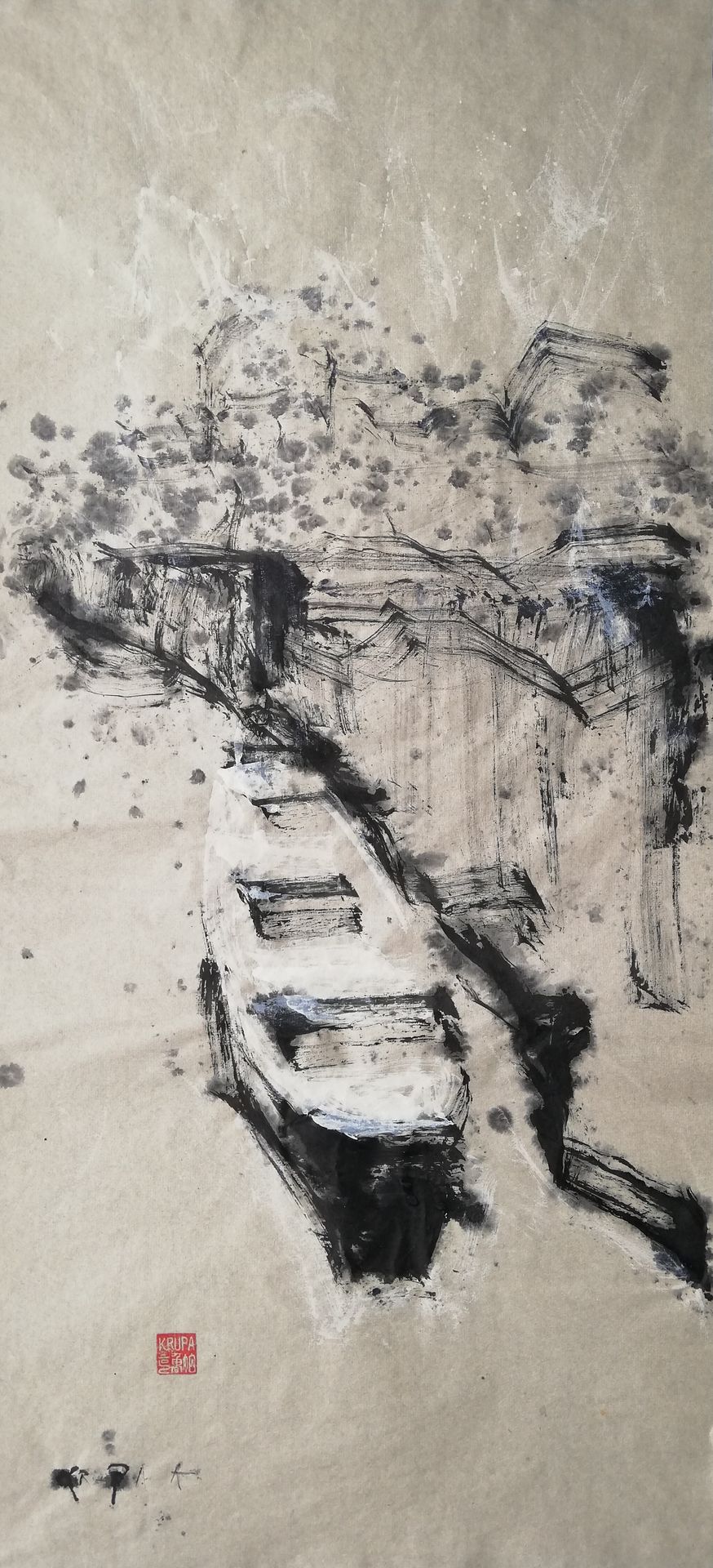 "The boat, the snow, the river" by Alfred Freddy Krupa