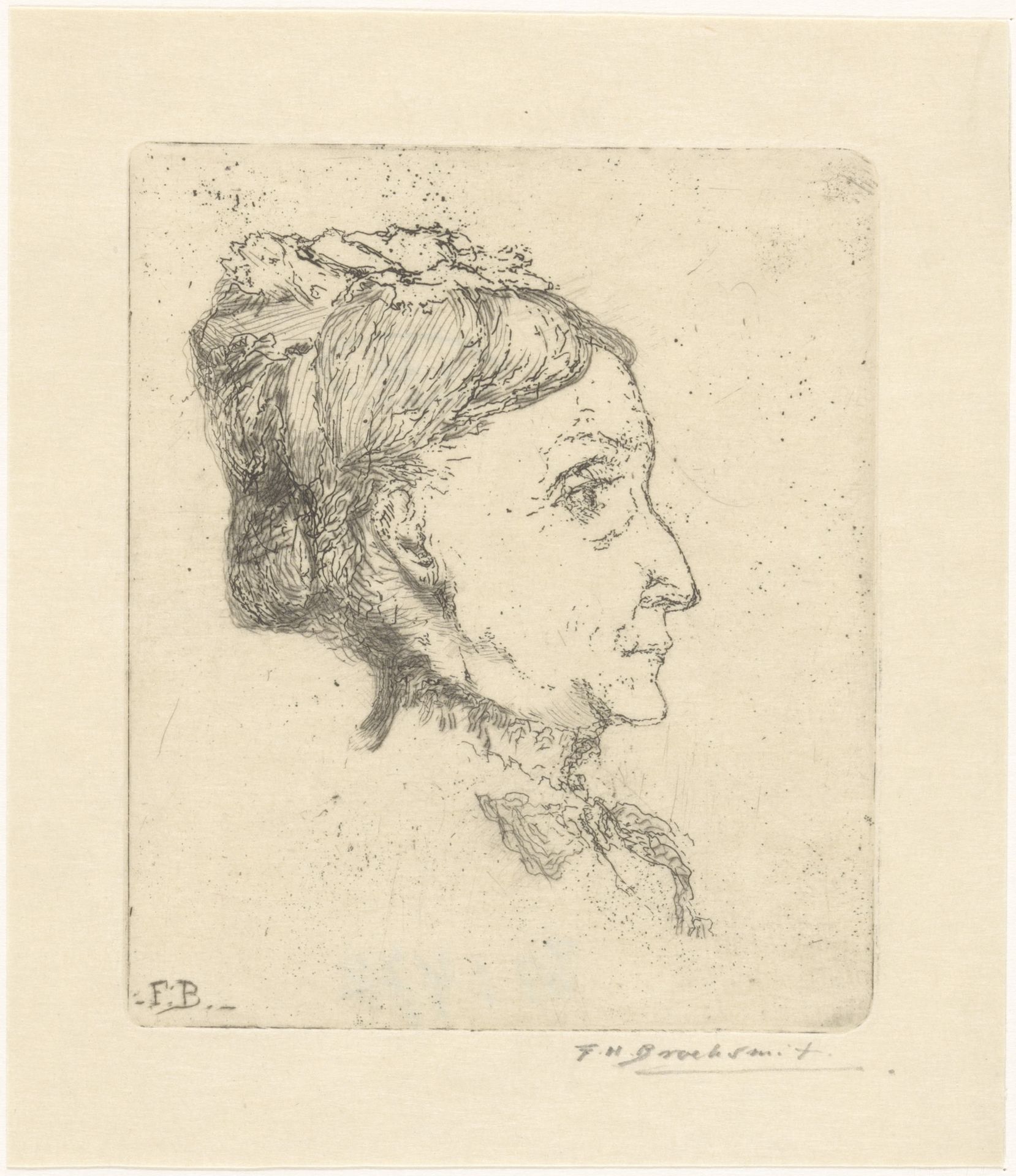 Portret van een onbekende vrouw by Frederika Henriëtte Broeksmit