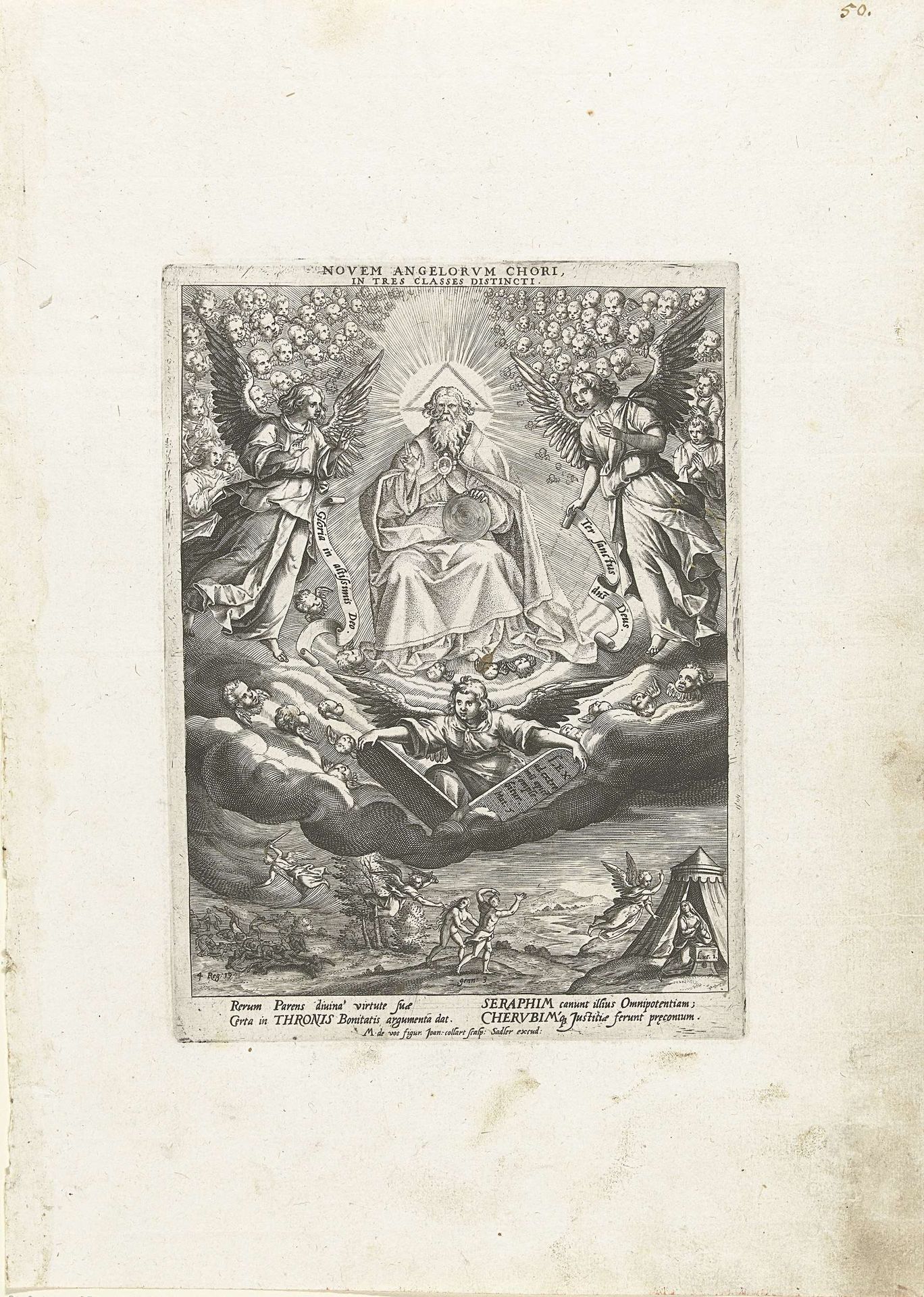 God de Vader met het hoogste engelenkoor by Jan (II) Collaert