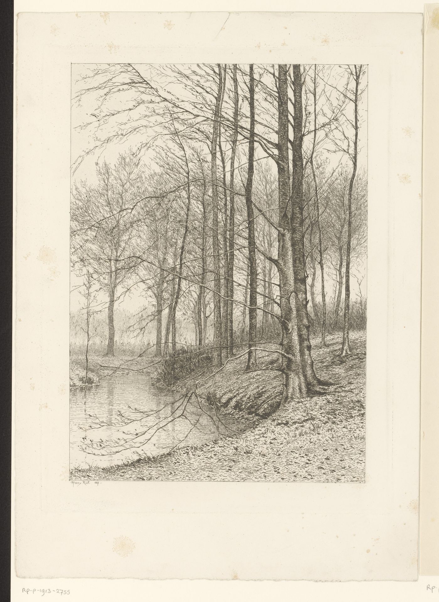 Herfstbos met sloot by Henri Rul