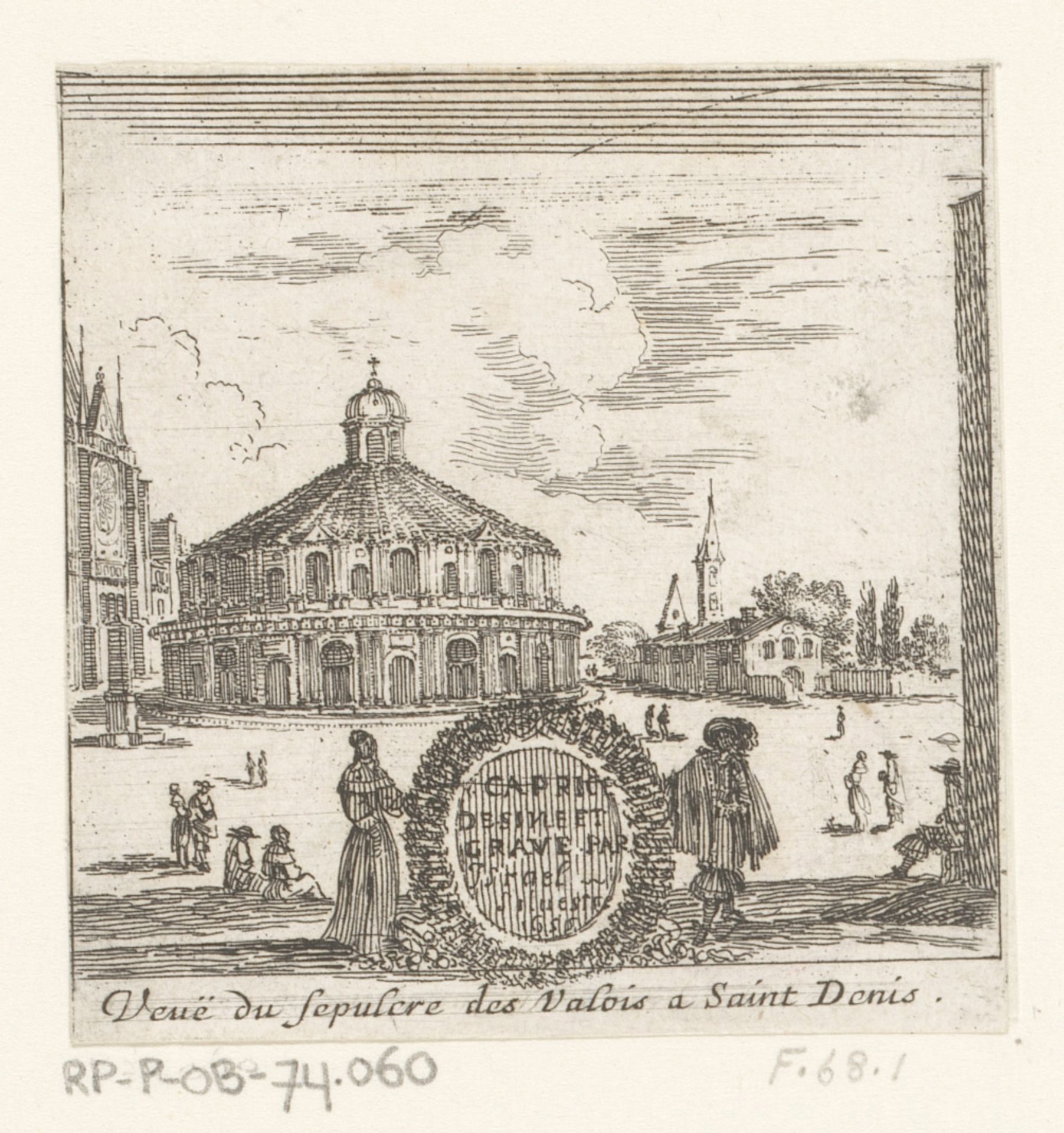 Titelprent met gezicht op het mausoleum van Valois by Israel Silvestre